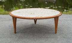 Vintage Walnut & Mosaic Tile 42" Round Coffee Table after Gordon & Jane Martz