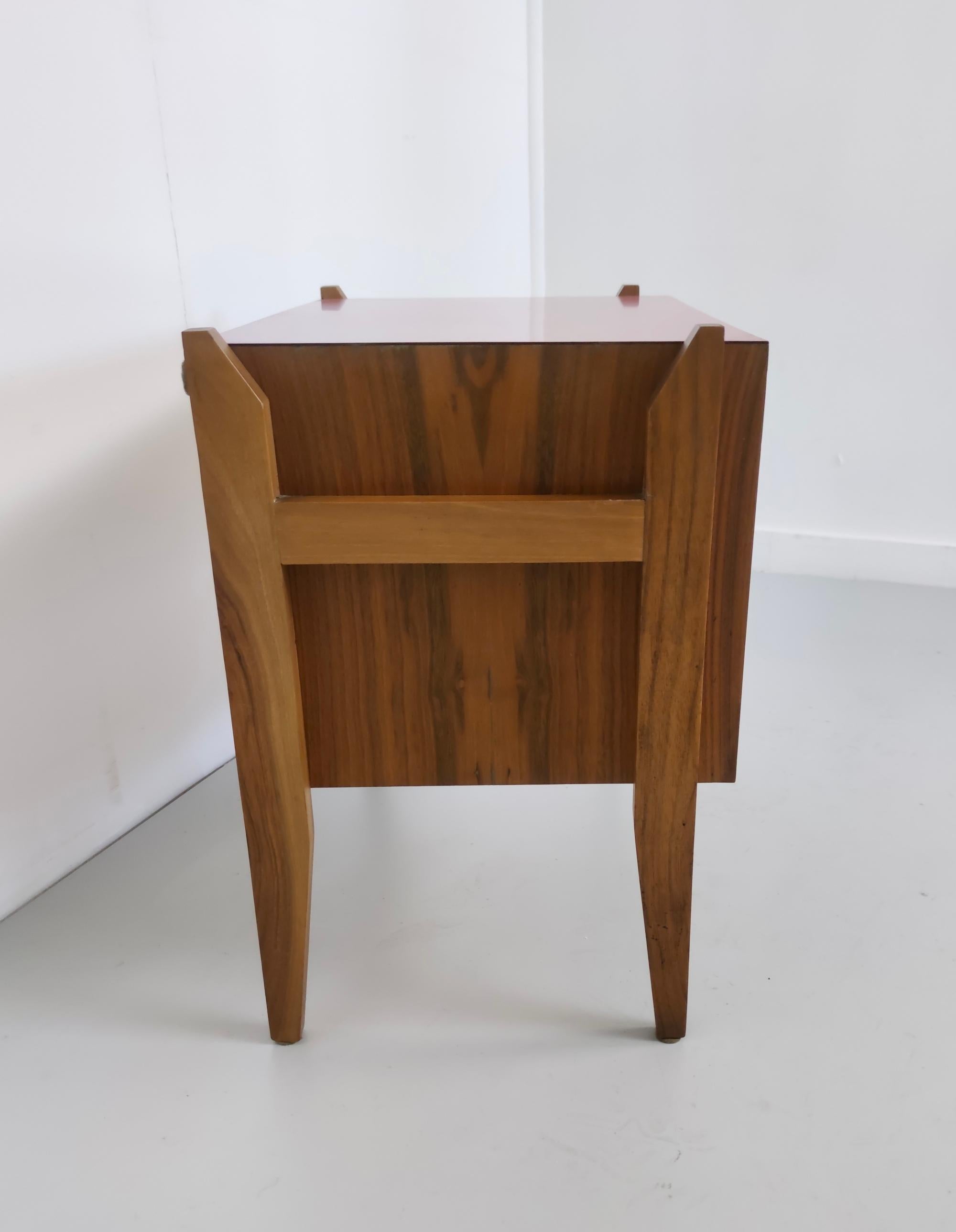 Vintage Walnut Nightstand attr. to Ico Parisi with a Pink Top and Black Drawers For Sale 6