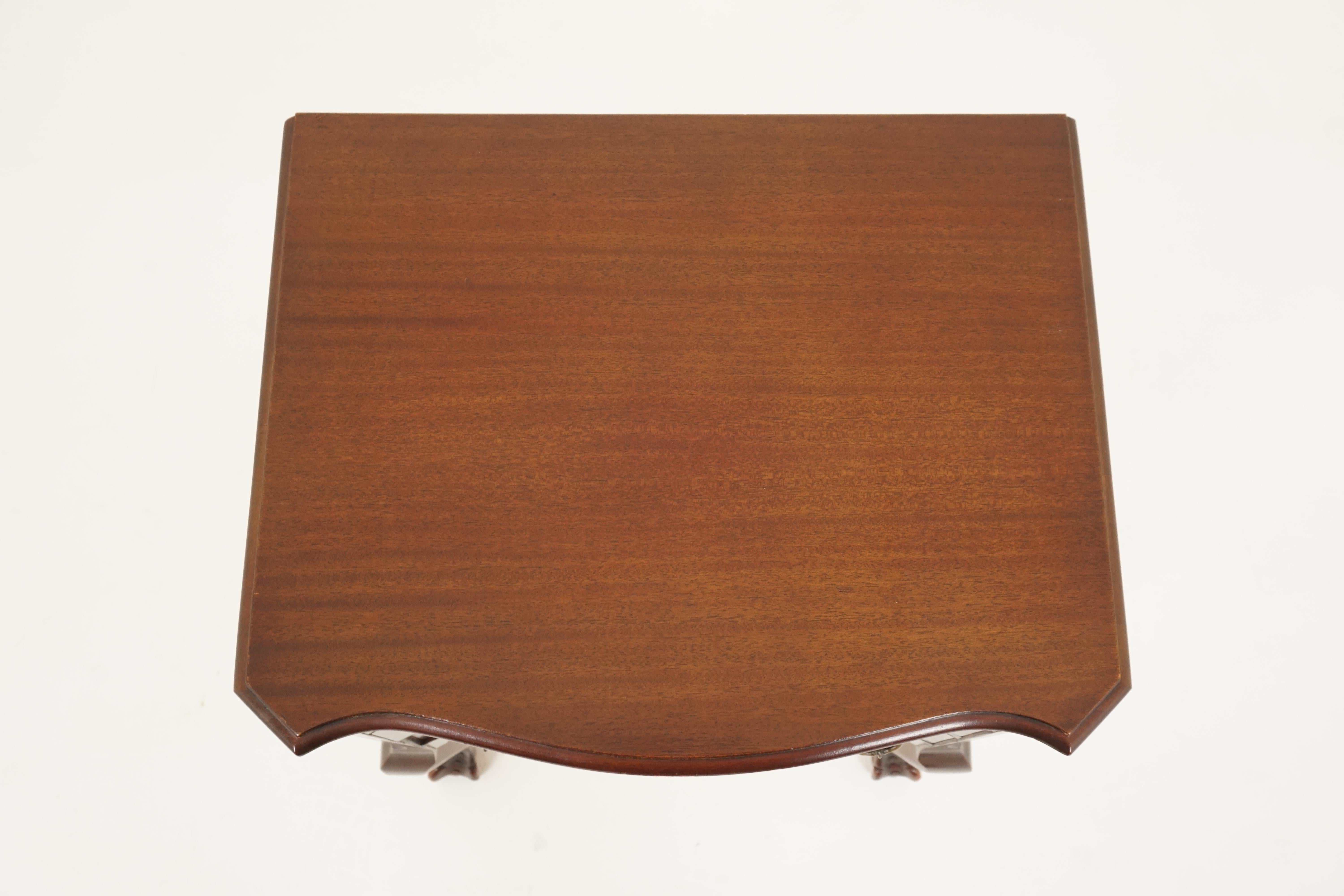 Mid-20th Century Vintage Walnut Nightstand, Three Drawers, Lamp Table, 