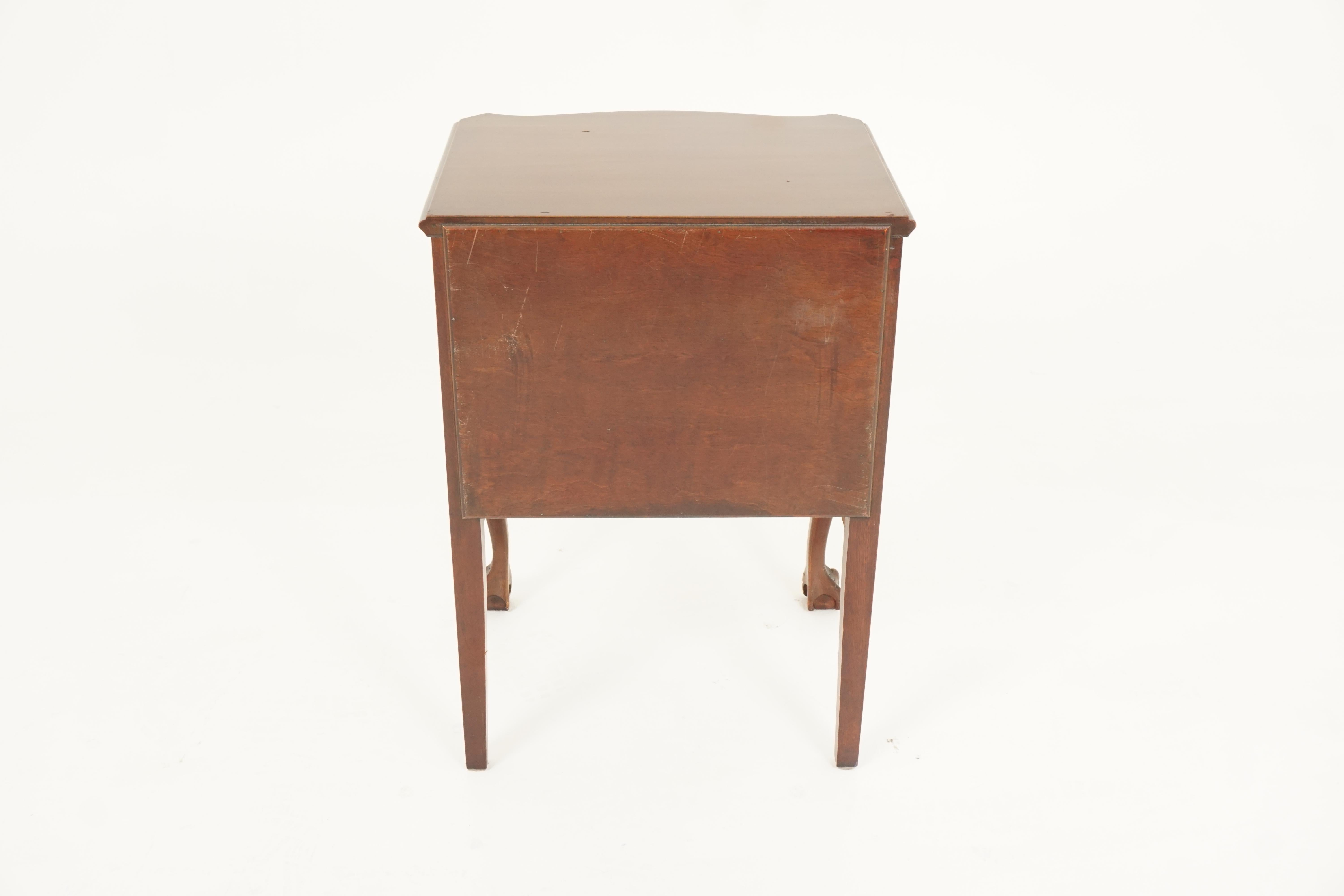 Vintage Walnut Nightstand, Three Drawers, Lamp Table, 