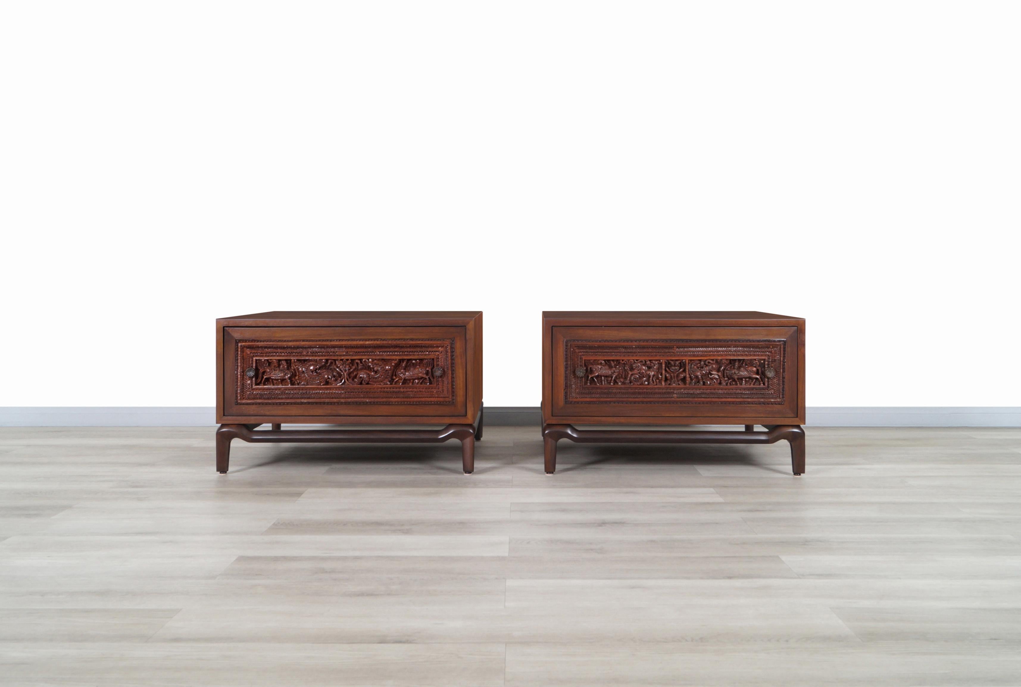 American Vintage Walnut Nightstands by Maurice Bailey for Monteverdi Young For Sale