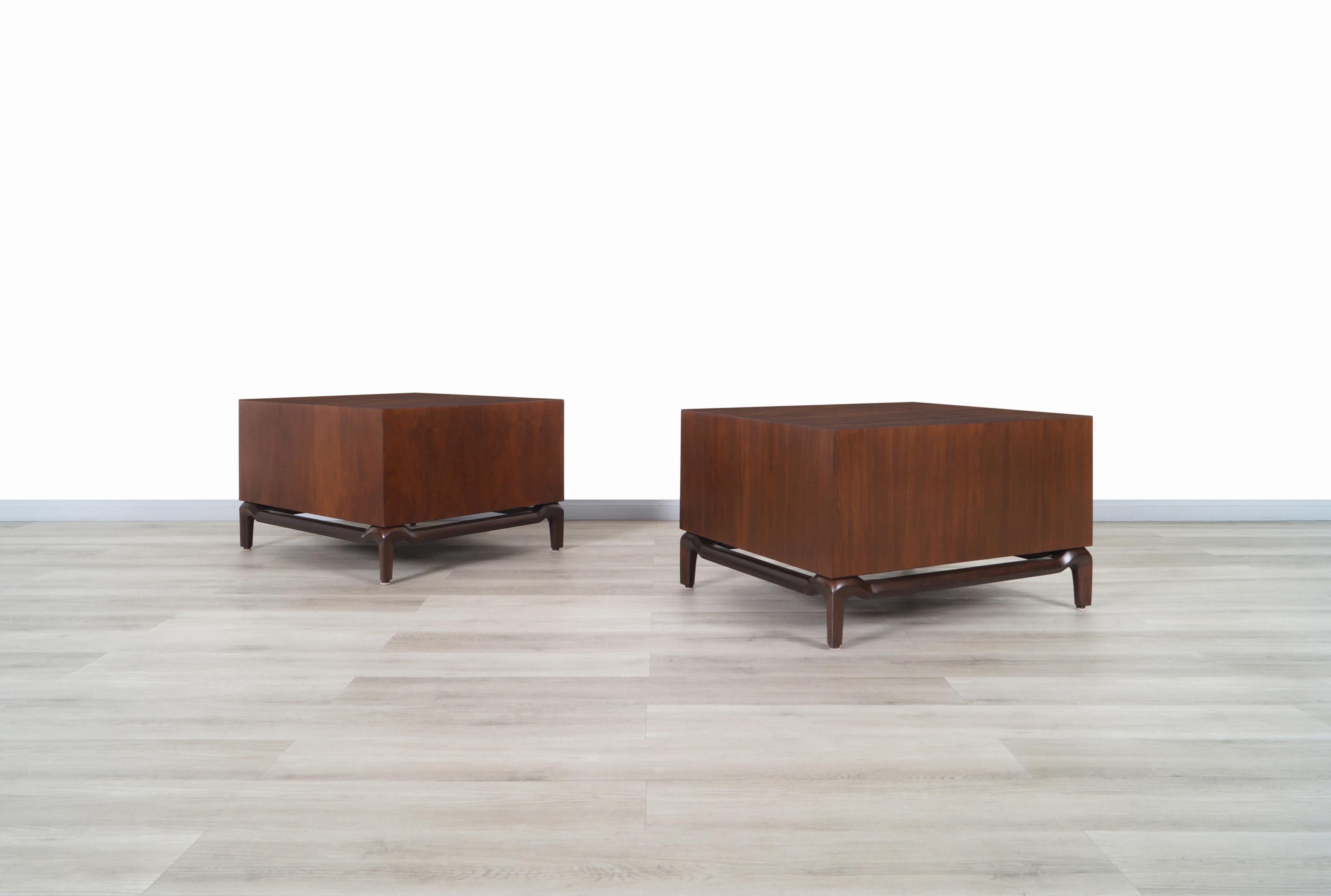 Vintage Walnut Nightstands by Maurice Bailey for Monteverdi Young For Sale 1