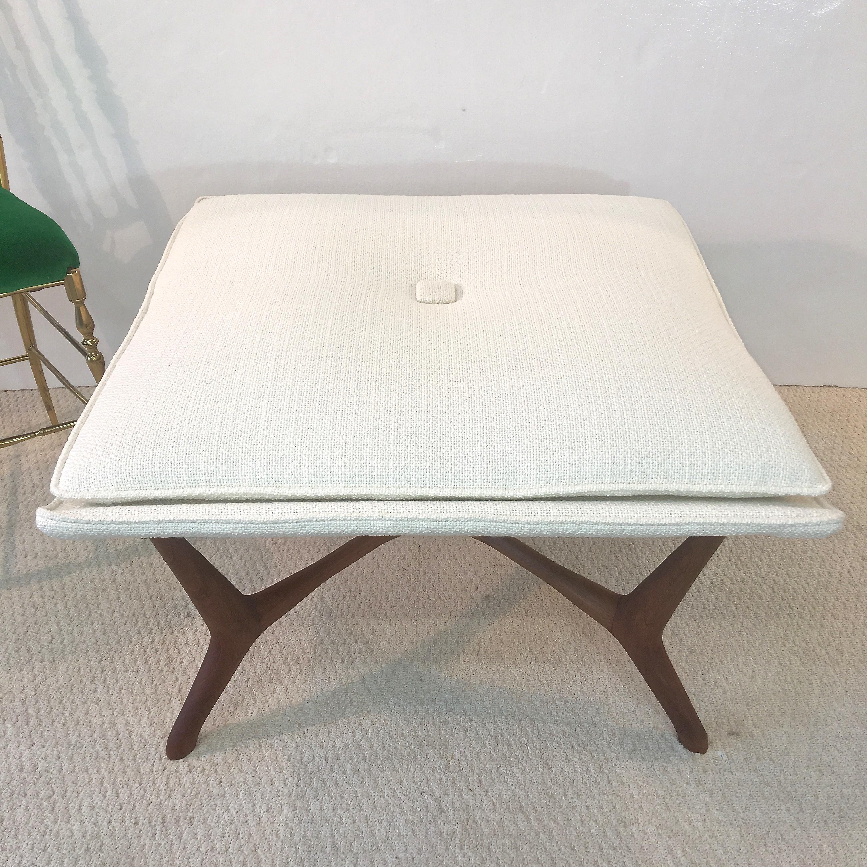 Mid-Century Modern Vintage Walnut Ottoman After Vladimir Kagan For Sale