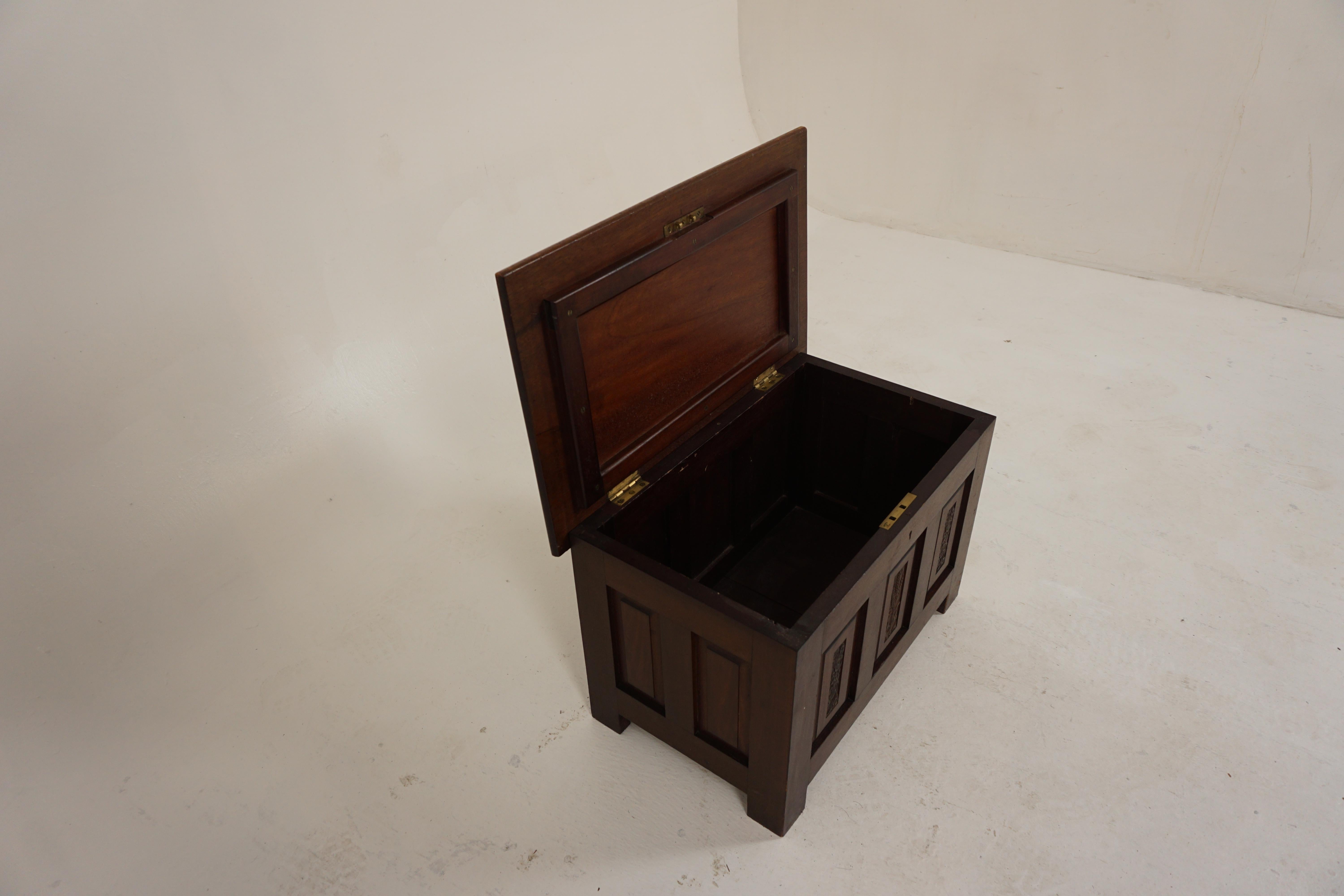 Vintage Walnut Panelled Toy Box, Trunk, Chest, Scotland 1930, H825 1