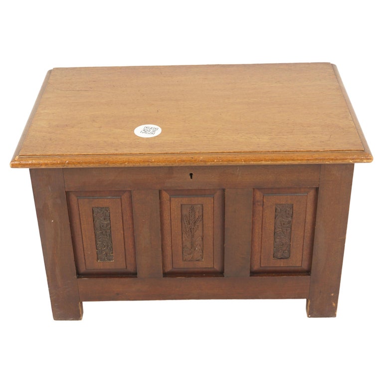 Vintage Walnut Panelled Toy Box, Trunk, Chest, Scotland 1930, H825 For