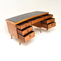 Vintage Walnut Pedestal Desk by Laszlo Hoenig
