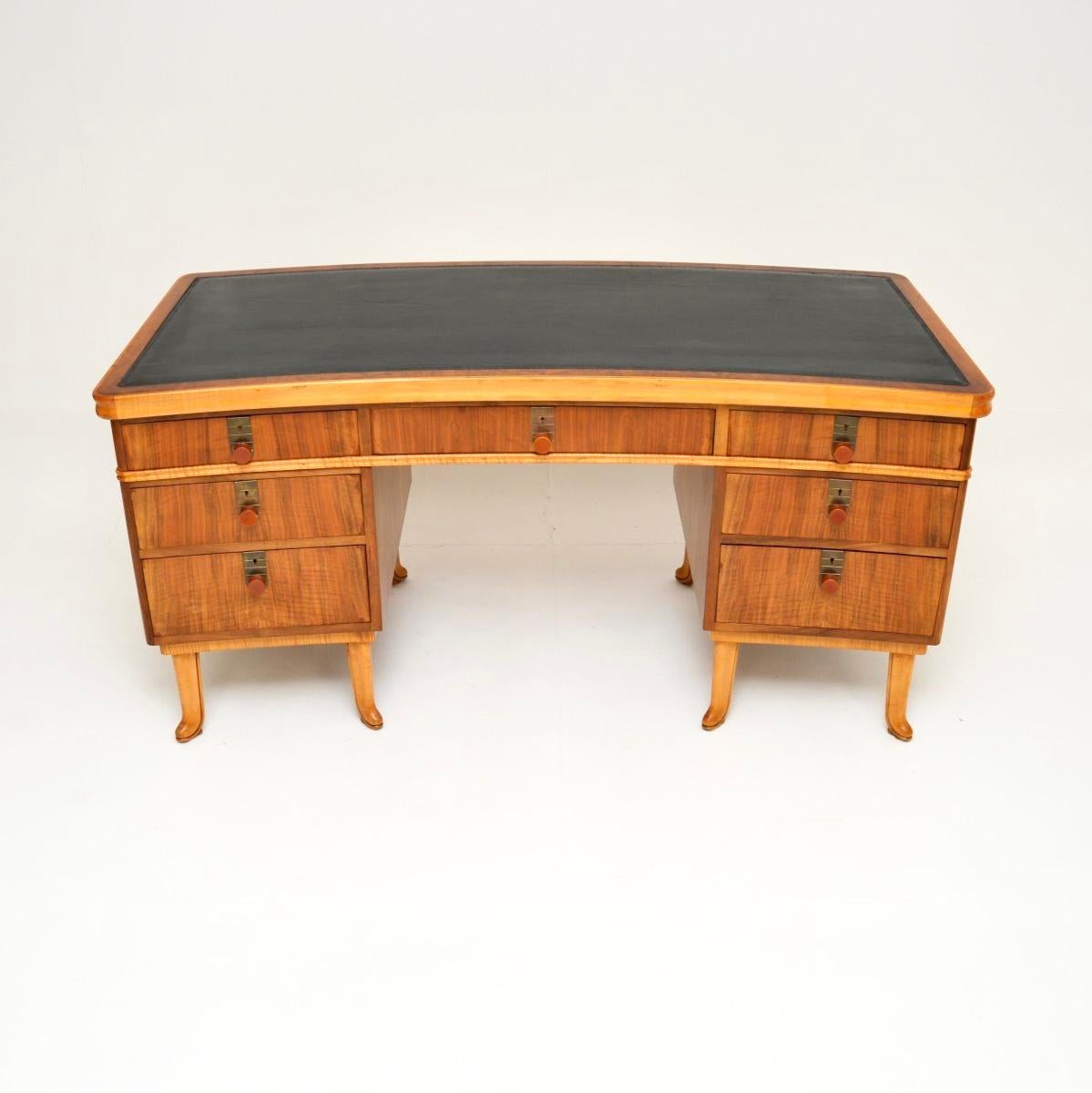 Mid-Century Modern Vintage Walnut Pedestal Desk by Laszlo Hoenig For Sale