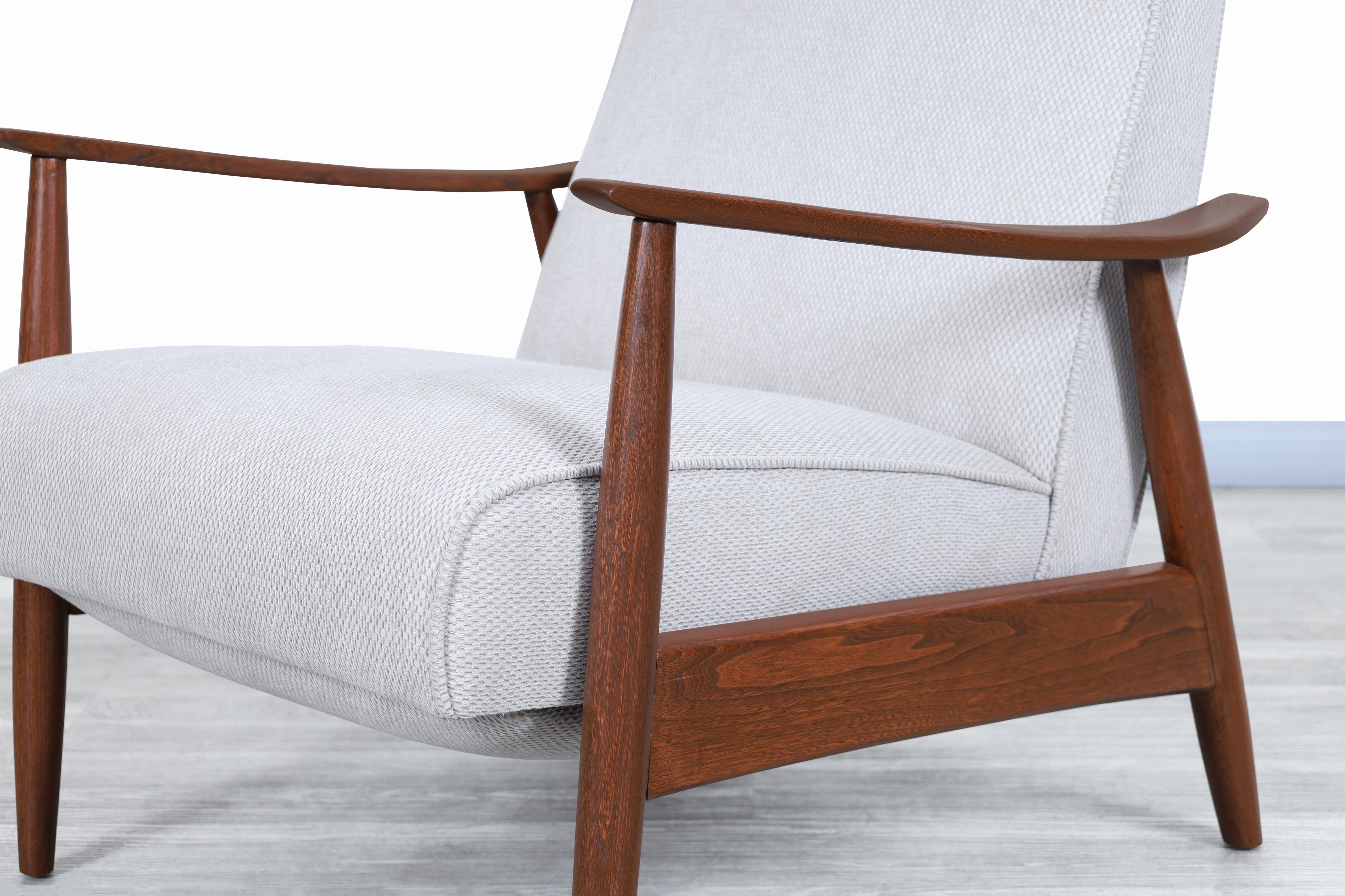 American Vintage Walnut Reclining Lounge Chair Model-74 by Milo Baughman