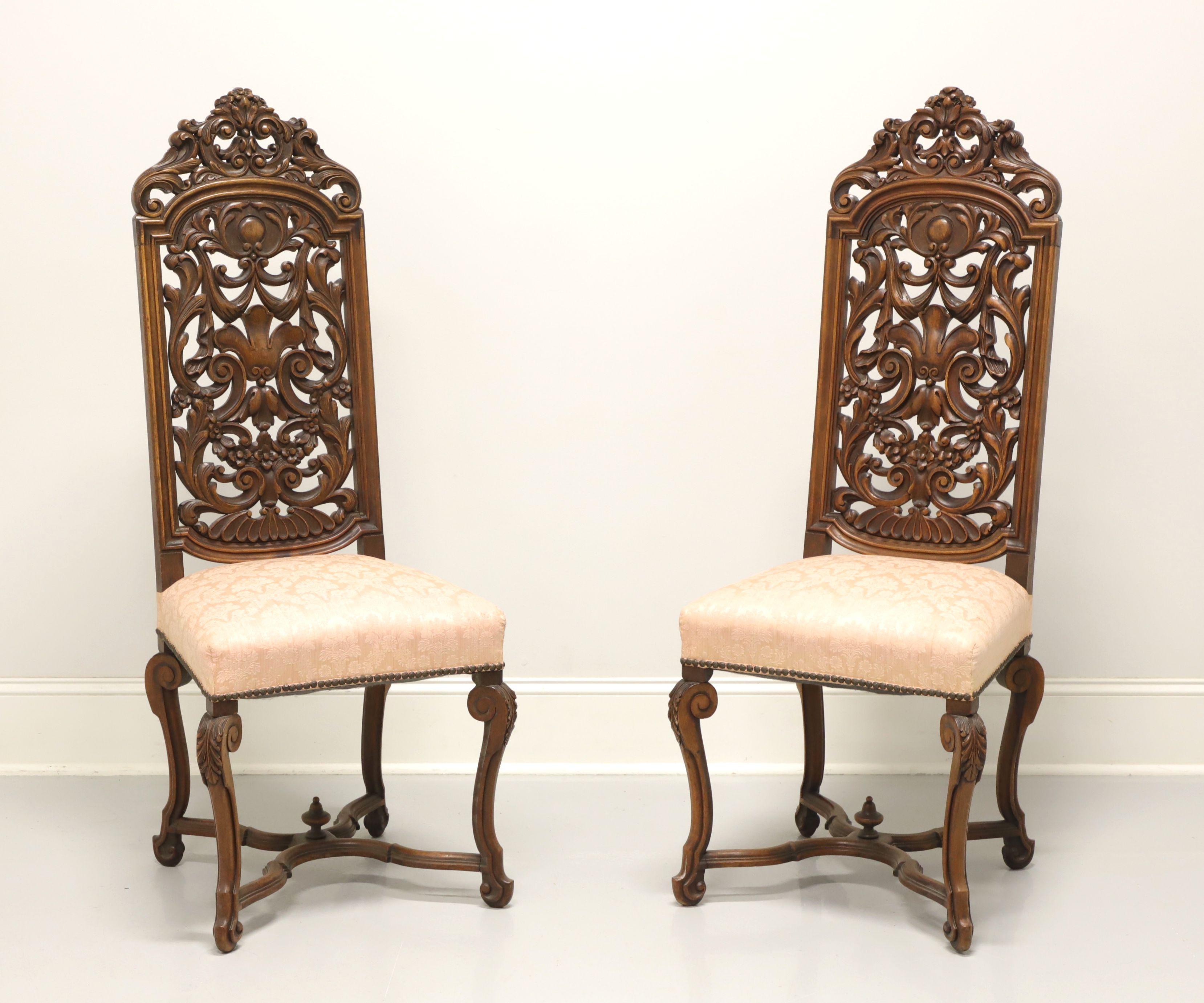 Vintage Walnut Renaissance Revival Side Chairs - Pair 4