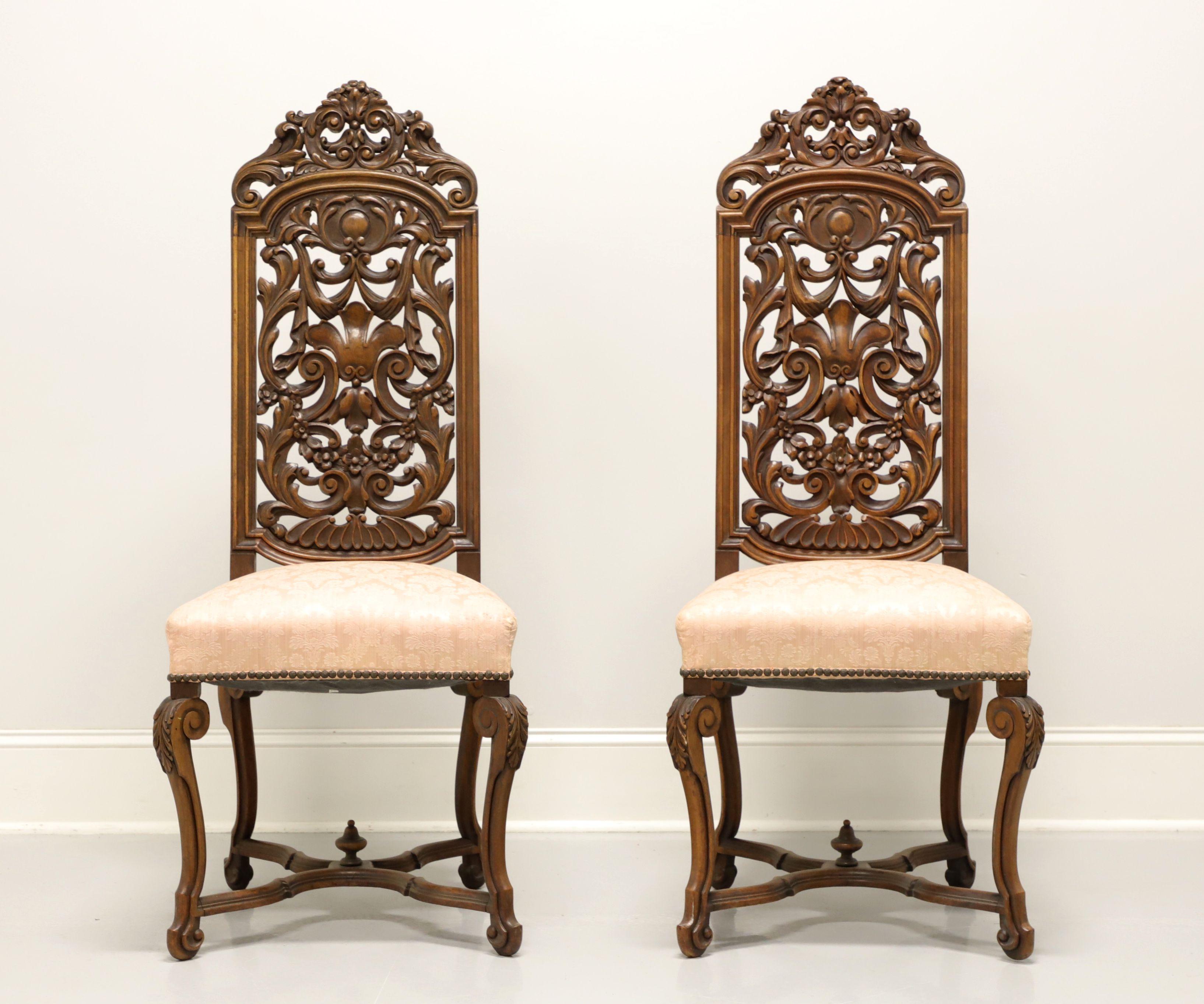 American Vintage Walnut Renaissance Revival Side Chairs - Pair