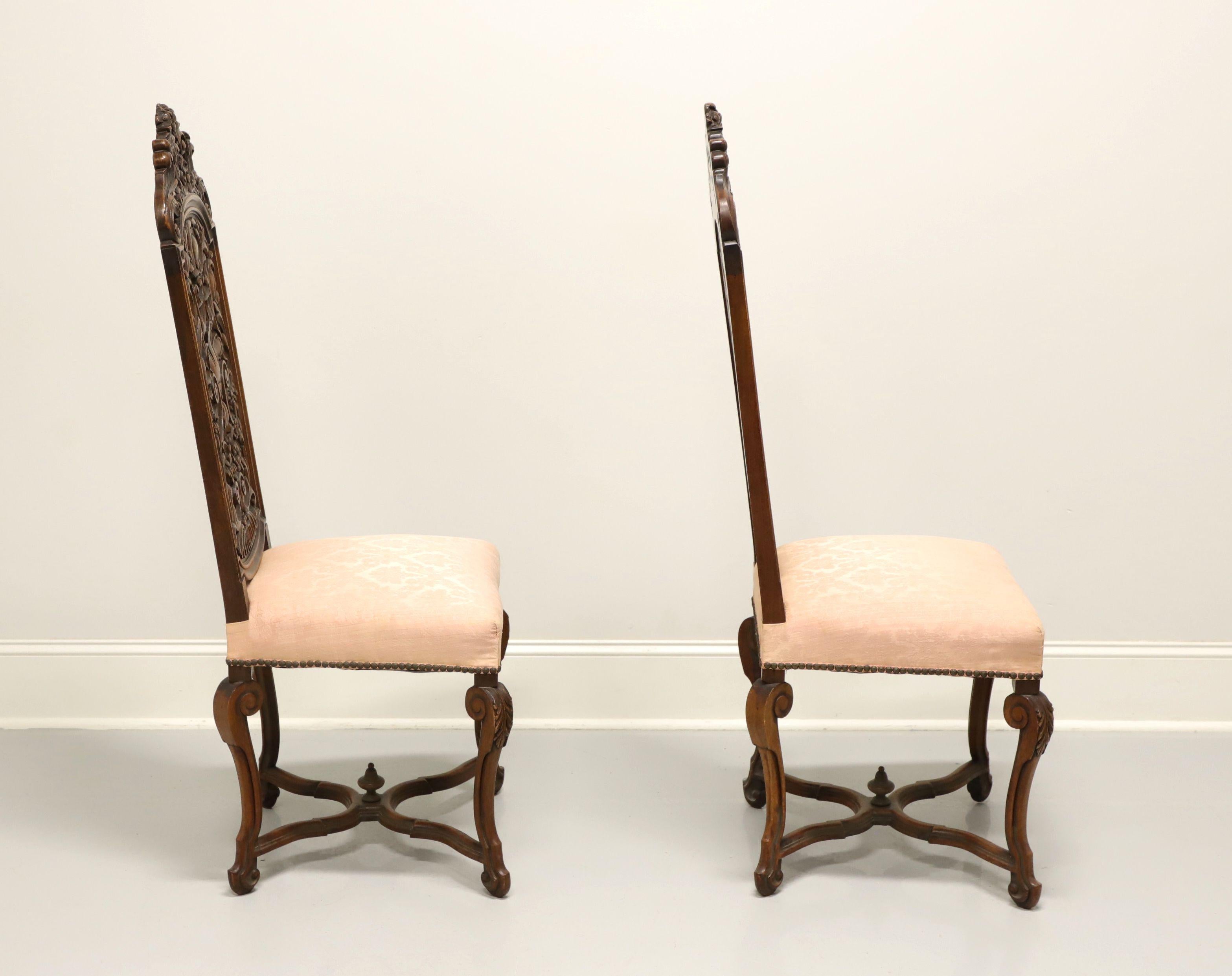 Vintage Walnut Renaissance Revival Side Chairs - Pair In Good Condition In Charlotte, NC