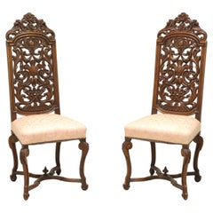Vintage Walnut Renaissance Revival Side Chairs - Pair