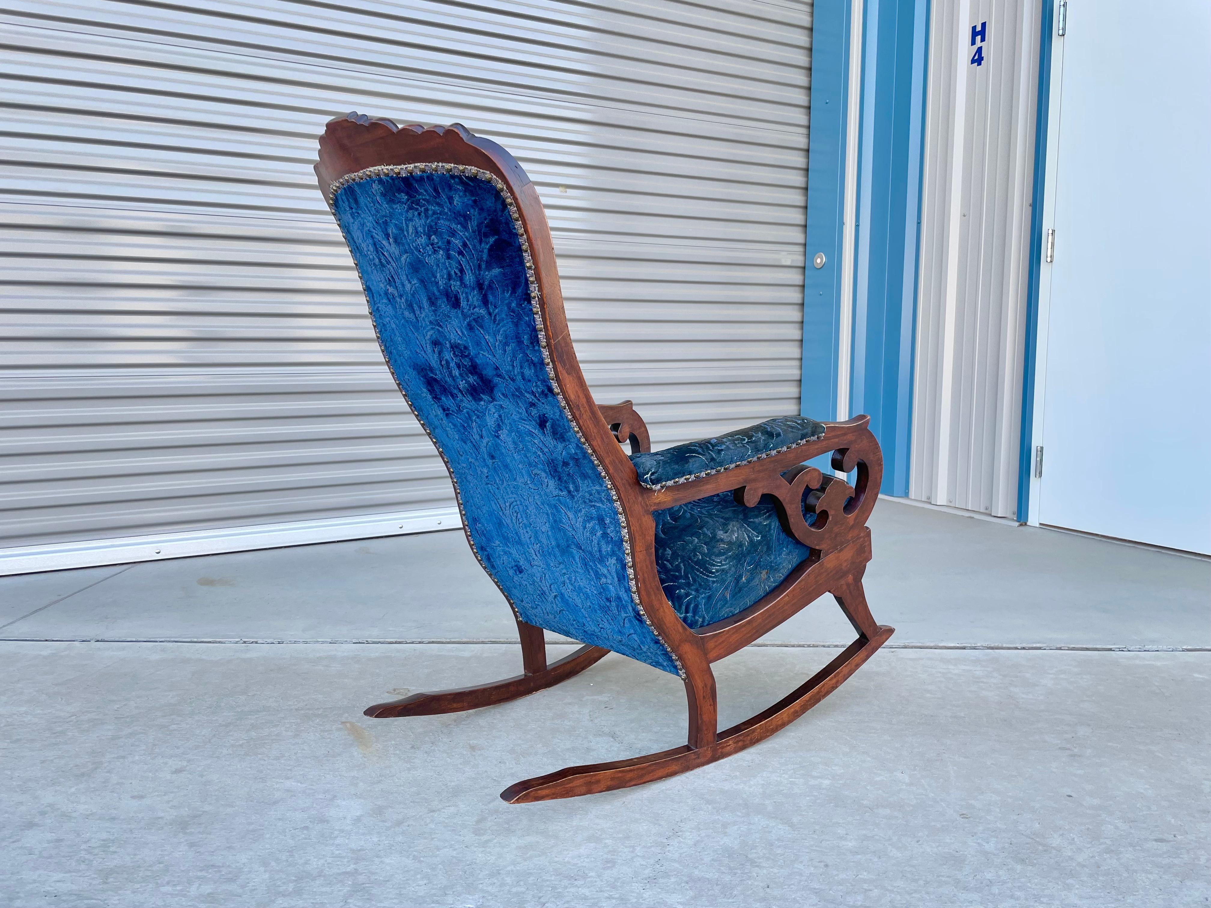 Vintage Walnut Rocking Chair by Biedermeier 2