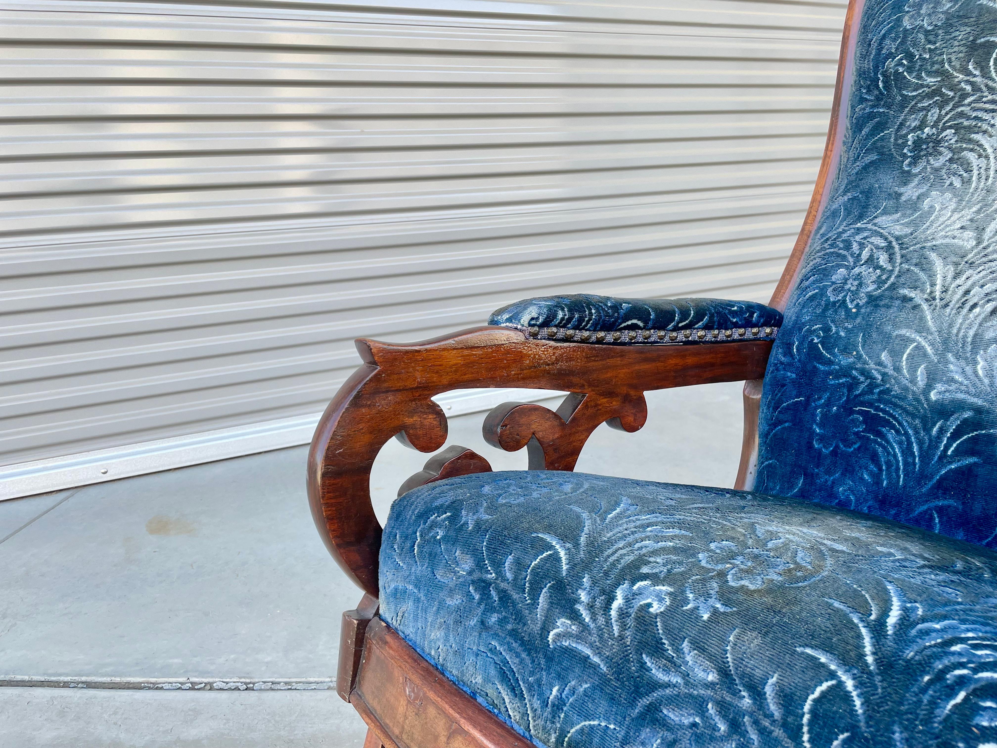 Vintage Walnut Rocking Chair by Biedermeier For Sale at 1stDibs