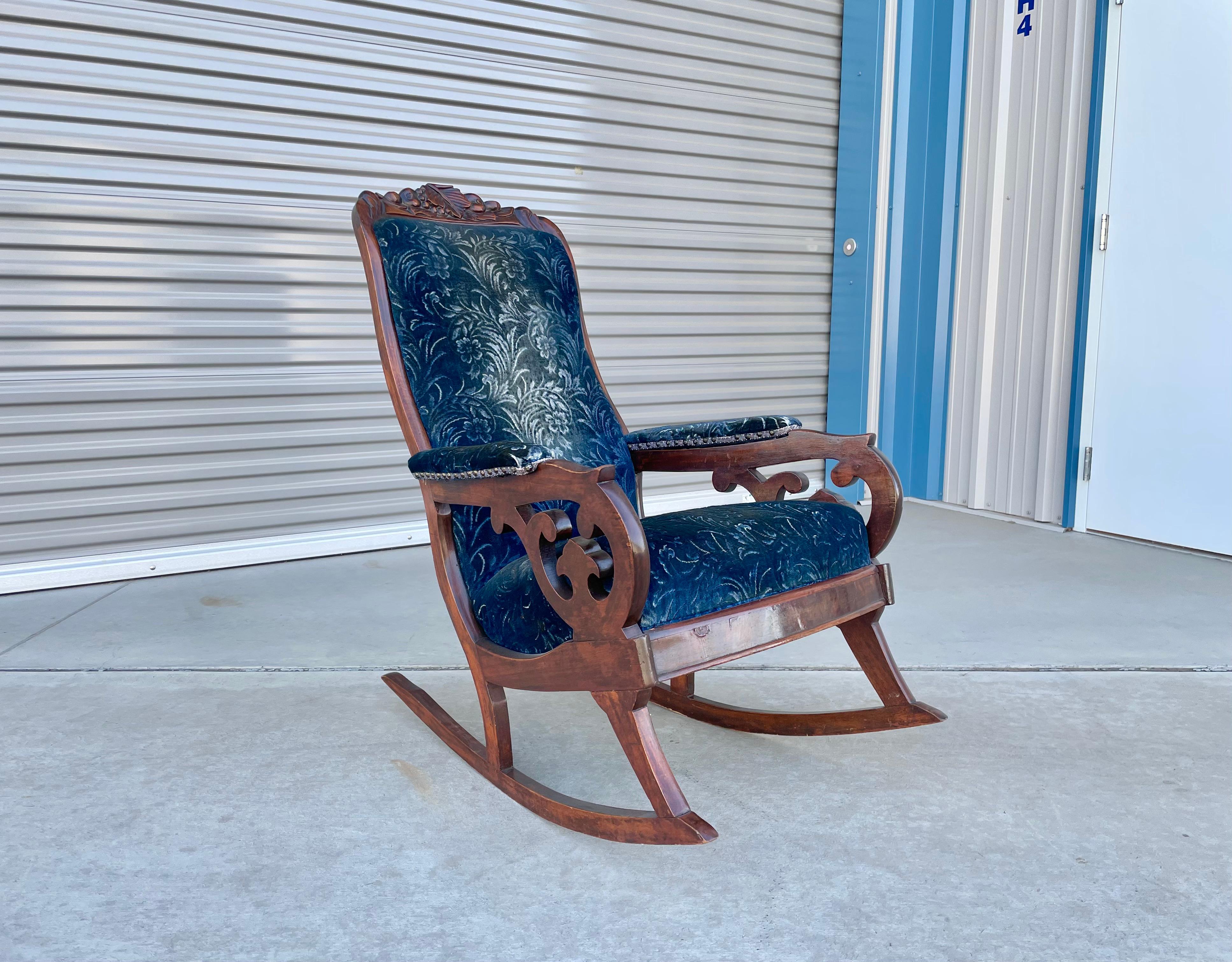 German Vintage Walnut Rocking Chair by Biedermeier