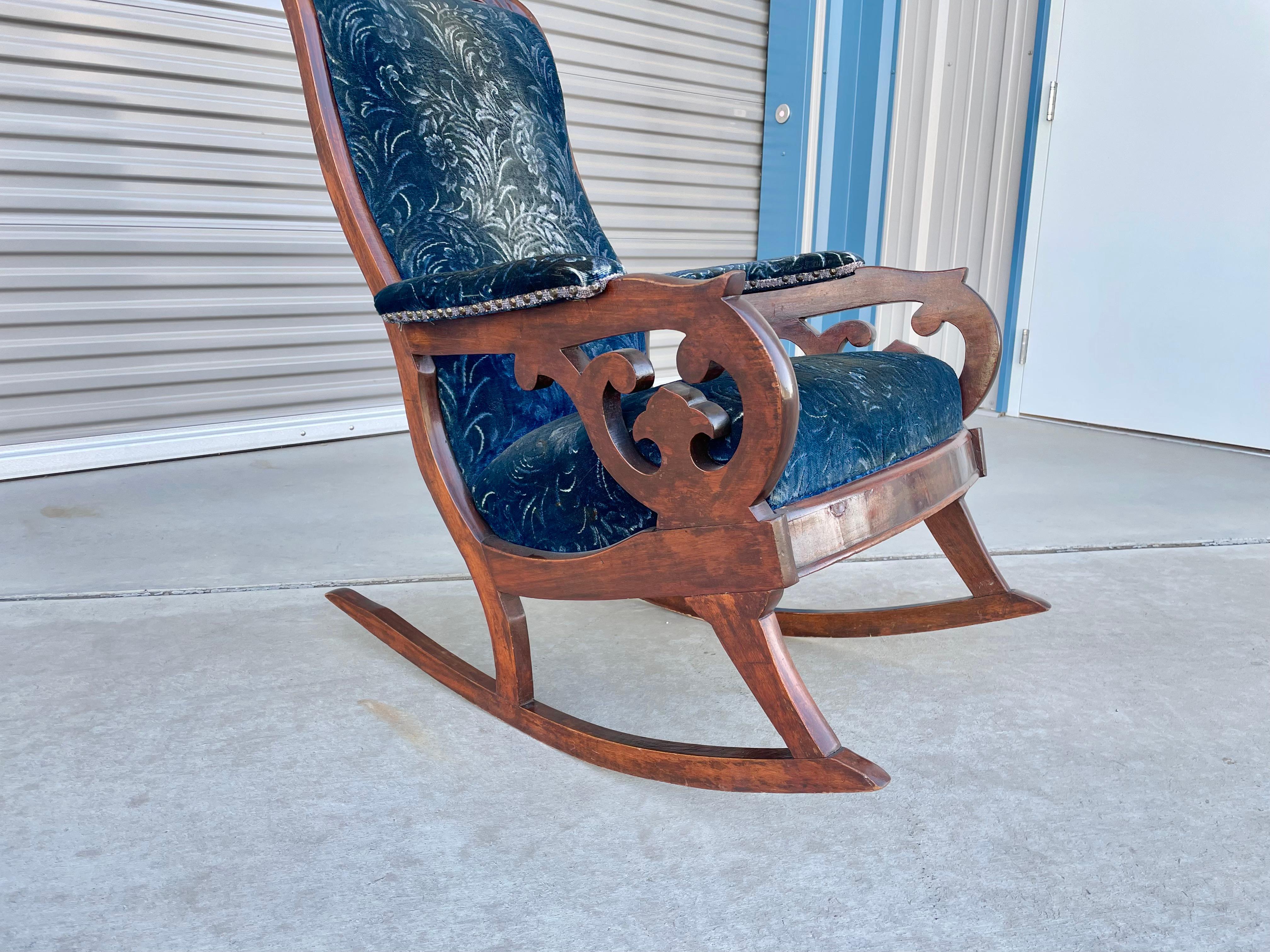 19th Century Vintage Walnut Rocking Chair by Biedermeier