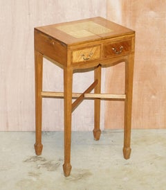 Vintage Walnut Satinwood Games Card Side Table, Fold Out Chess Board & Drawers