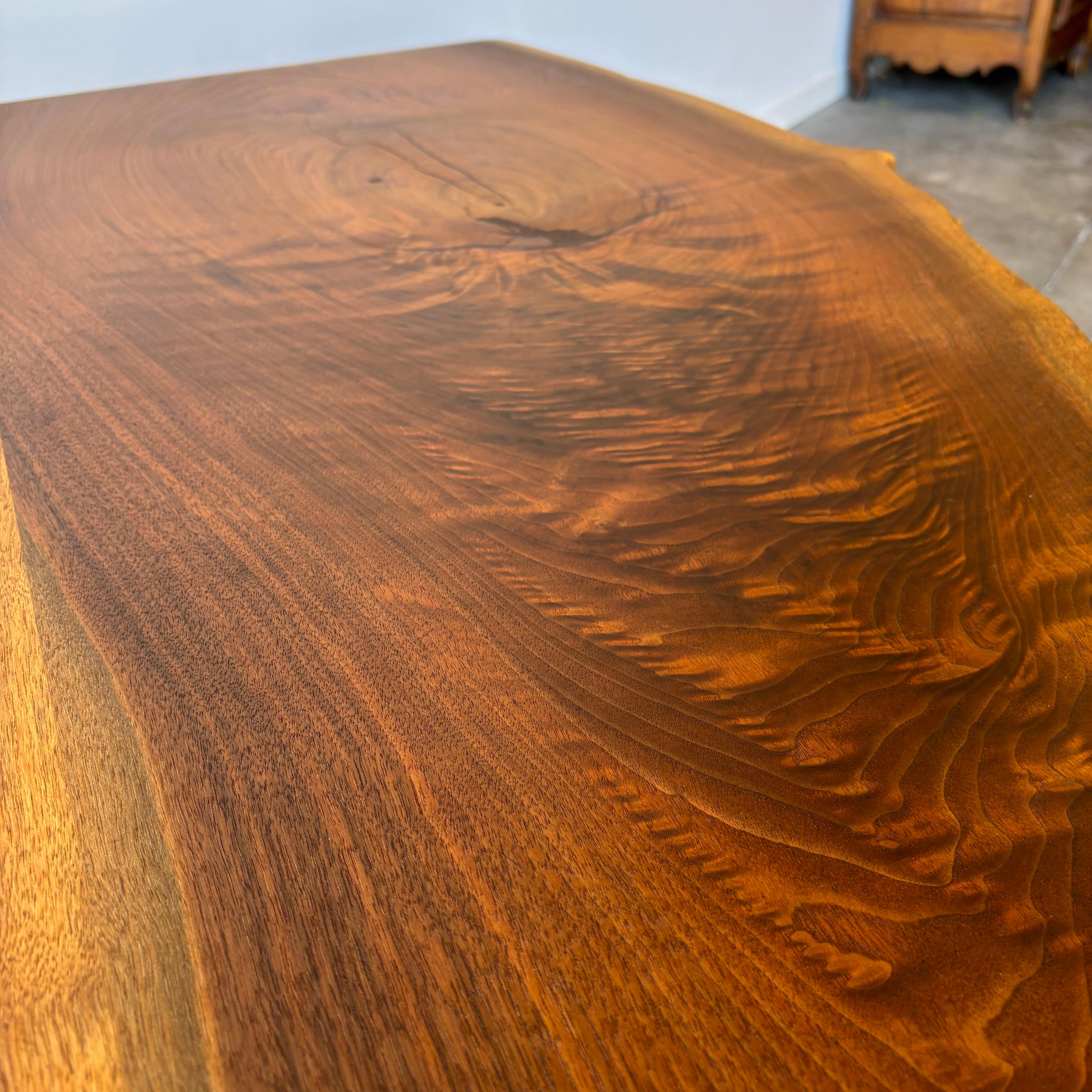 Vintage Walnut Slab Live Edge Dining Table, 1970s For Sale 5