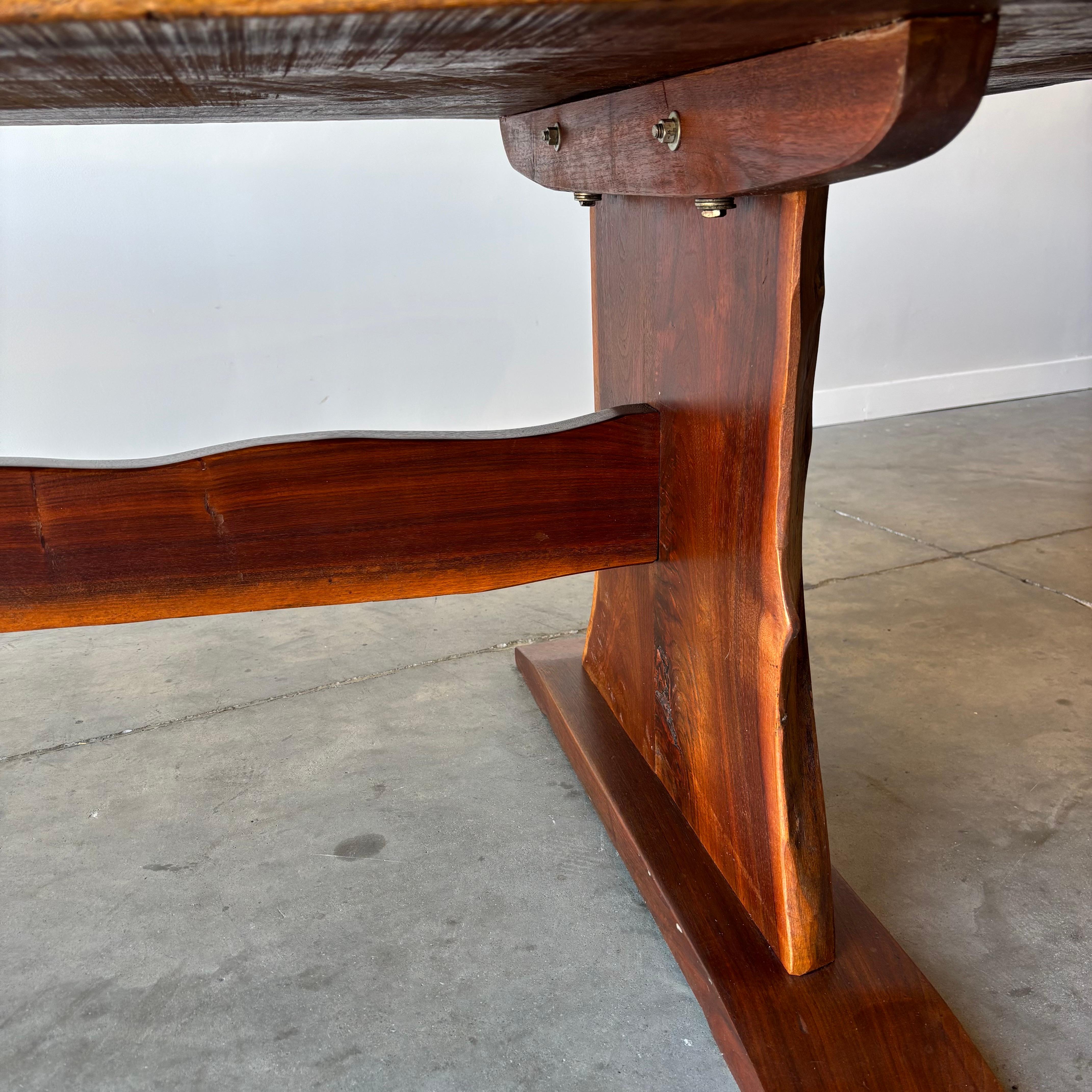 Vintage Walnut Slab Live Edge Dining Table, 1970s For Sale 9