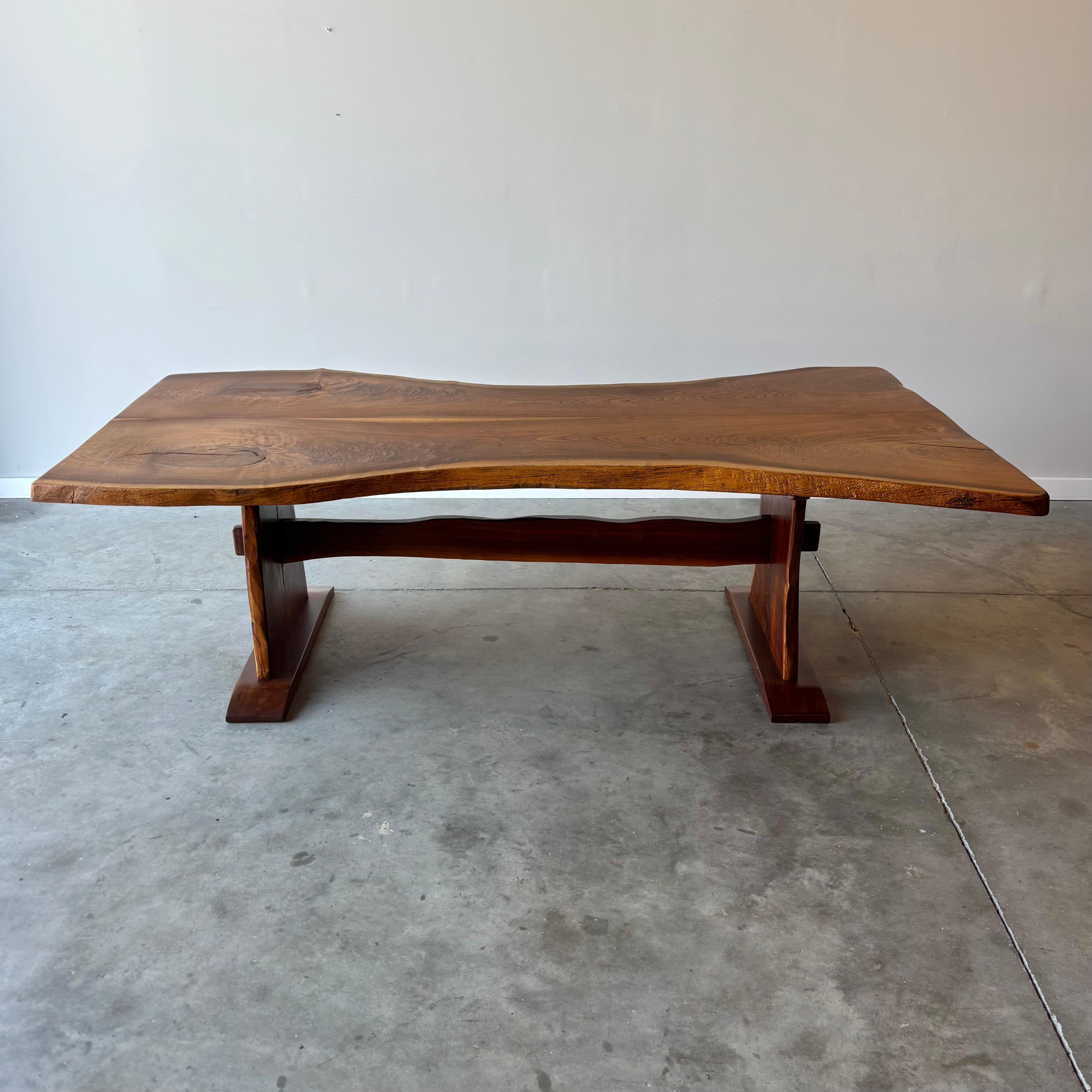 Vintage Walnut Slab Live Edge Dining Table, 1970s For Sale 10