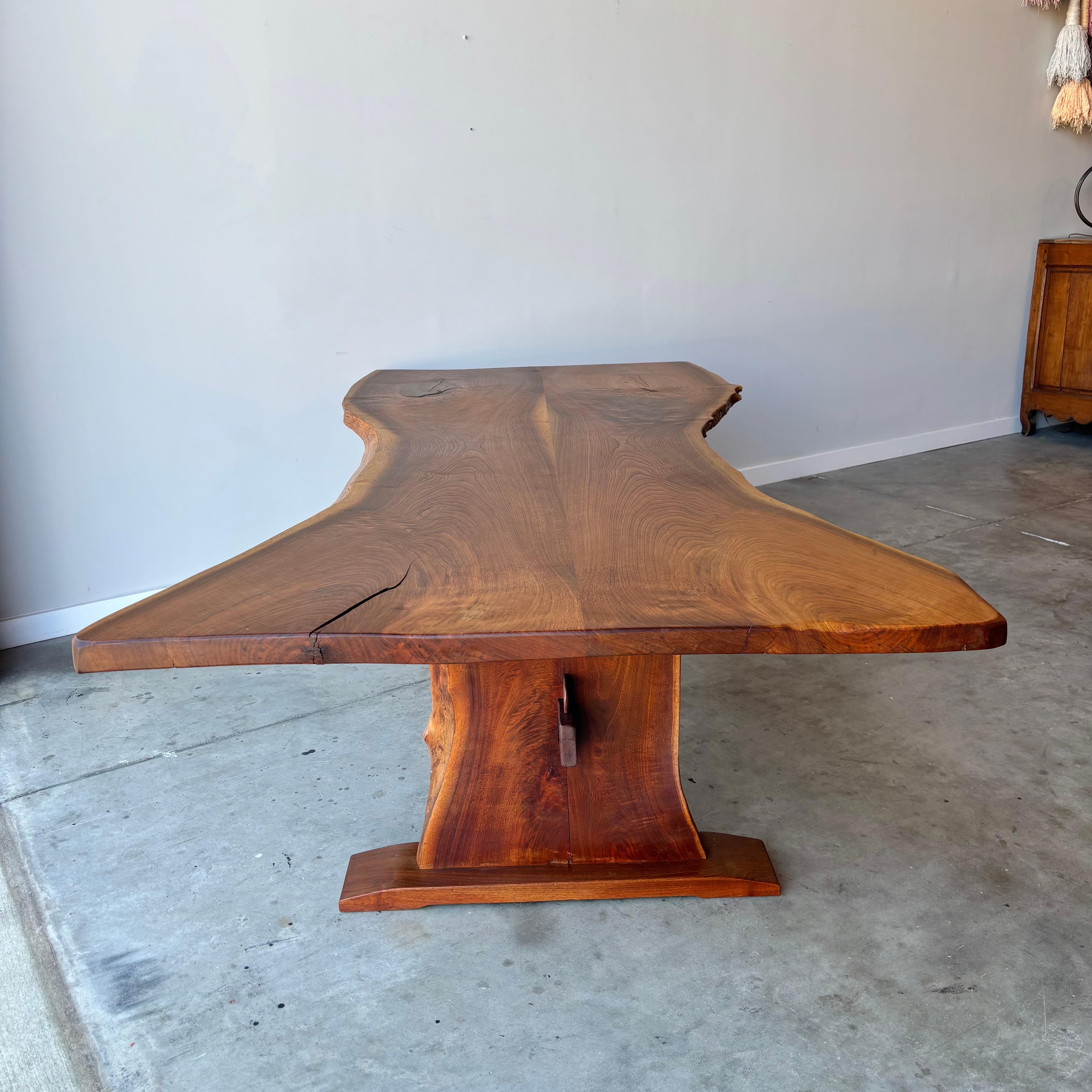 Vintage Walnut Slab Live Edge Dining Table, 1970s For Sale 11