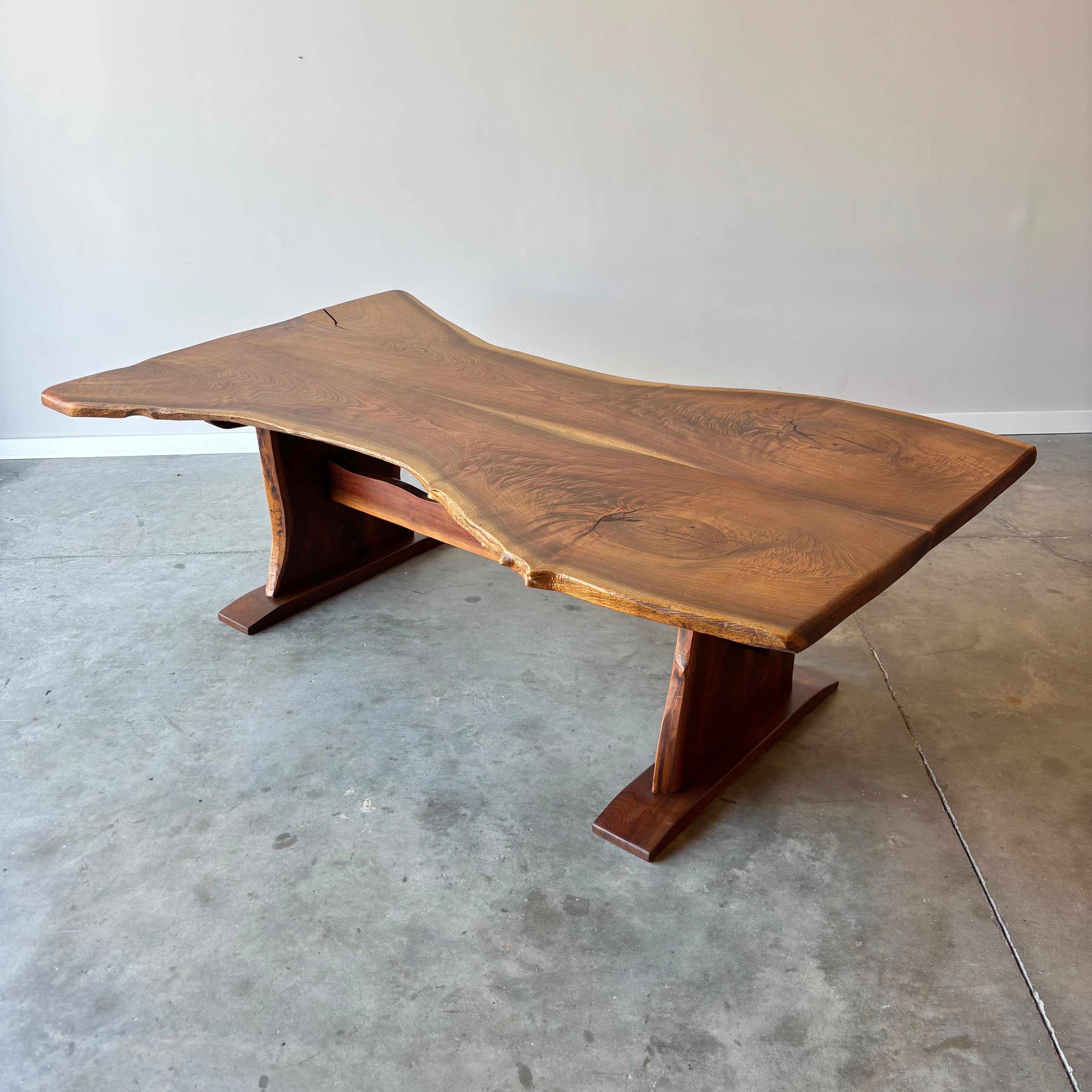 Vintage Walnut Slab Live Edge Dining Table, 1970s For Sale 12