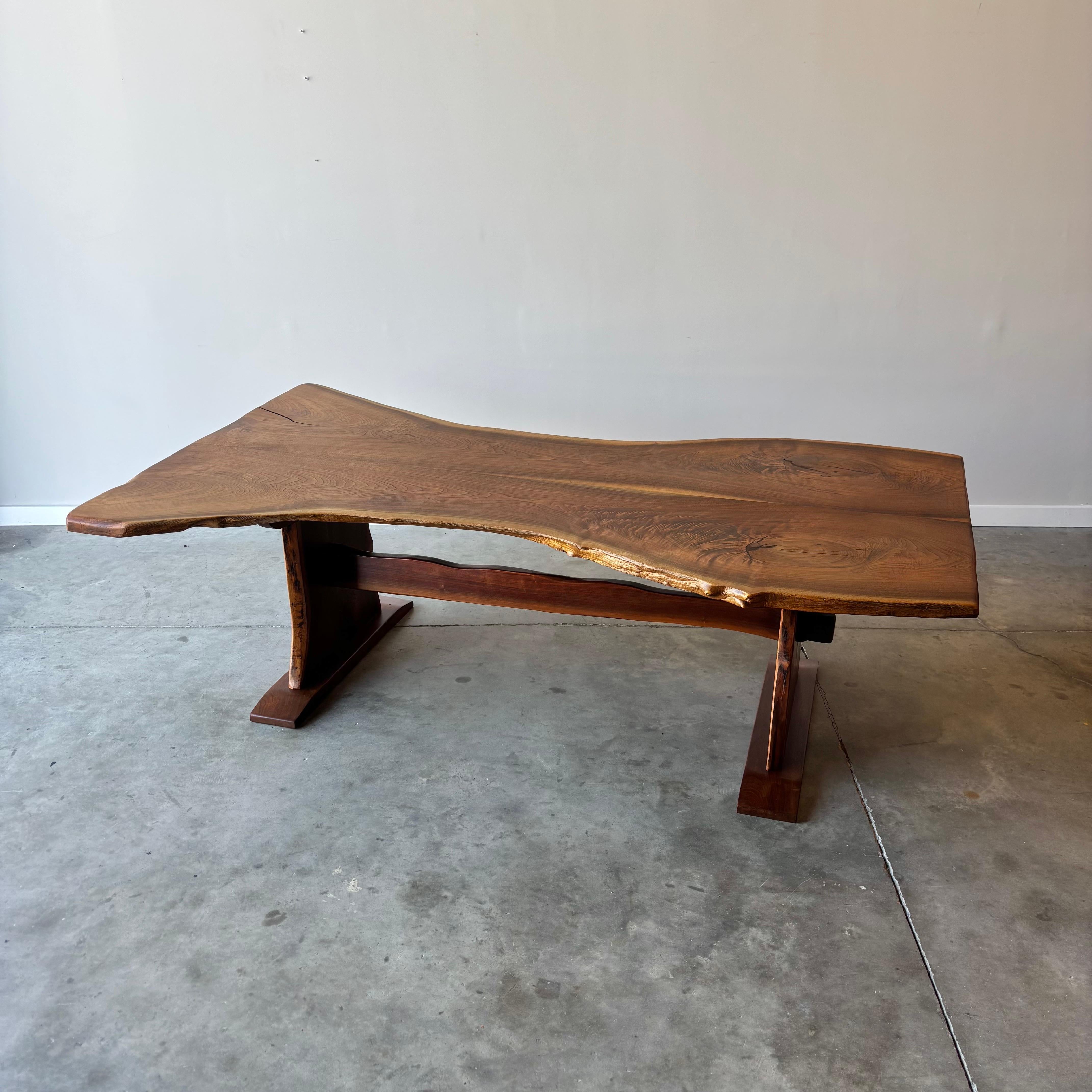 Vintage Walnut Slab Live Edge Dining Table, 1970s For Sale 13