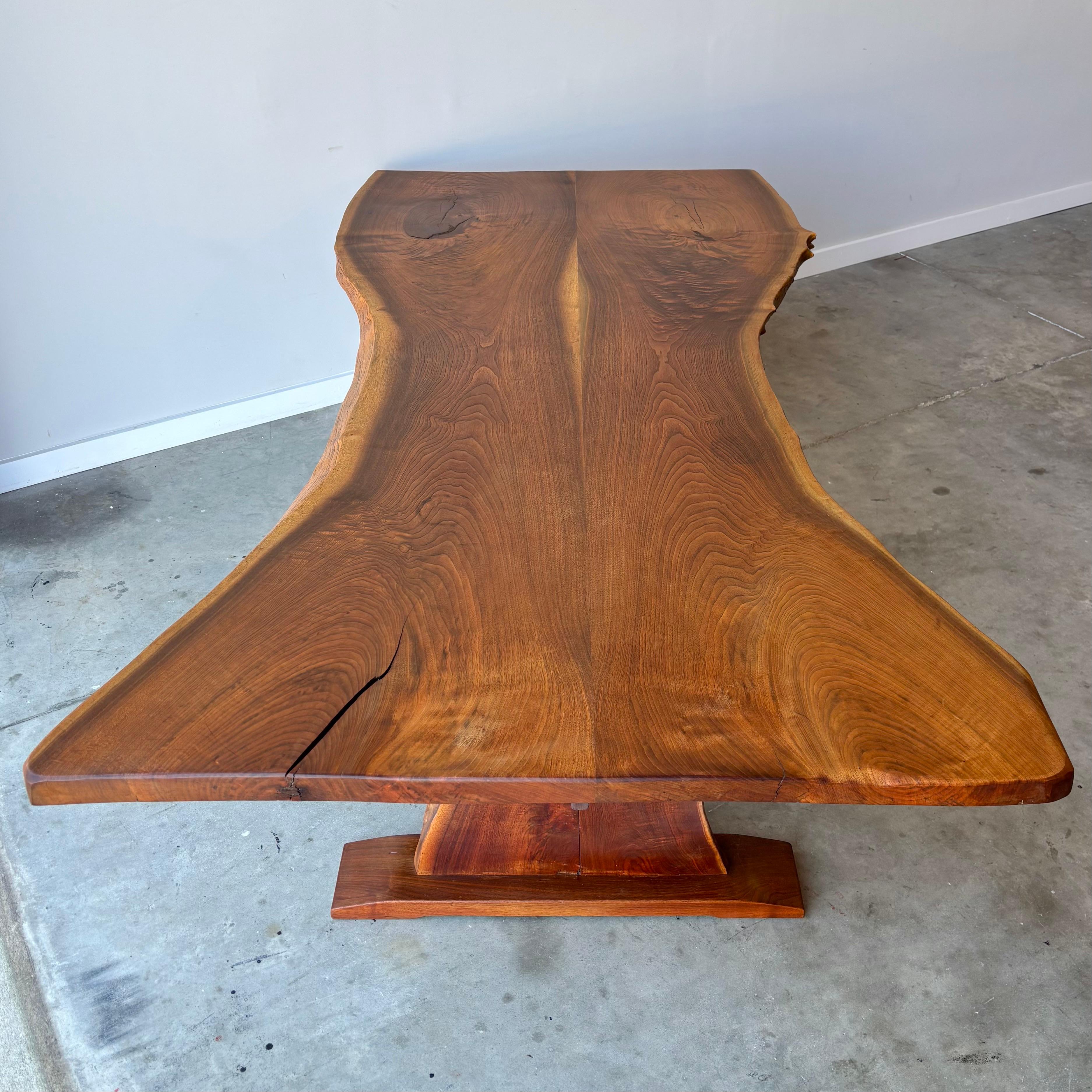 Late 20th Century Vintage Walnut Slab Live Edge Dining Table, 1970s For Sale