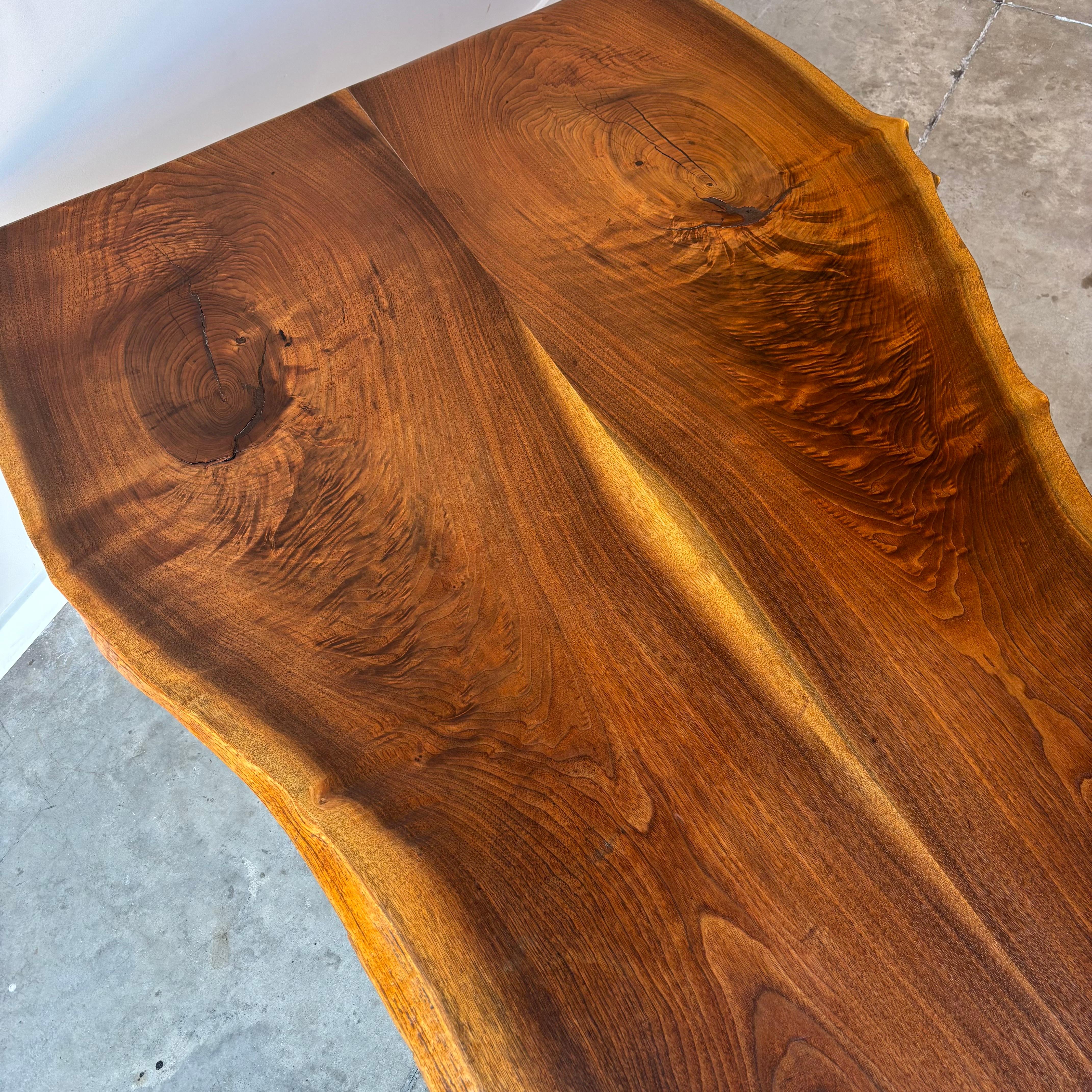 Vintage Walnut Slab Live Edge Dining Table, 1970s For Sale 2