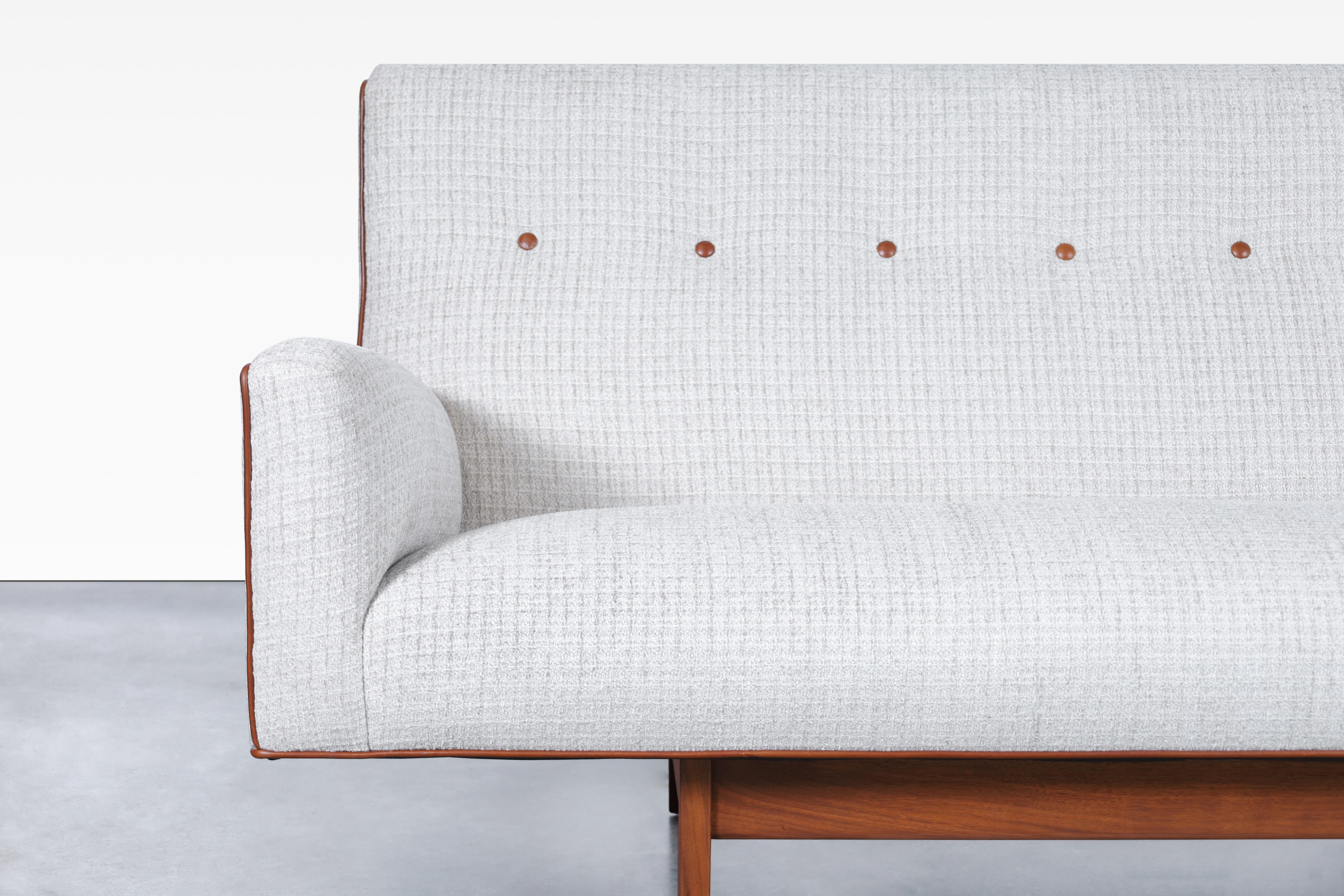 Mid-Century Modern Vintage Walnut Sofa Model U-150 by Jens Risom For Sale