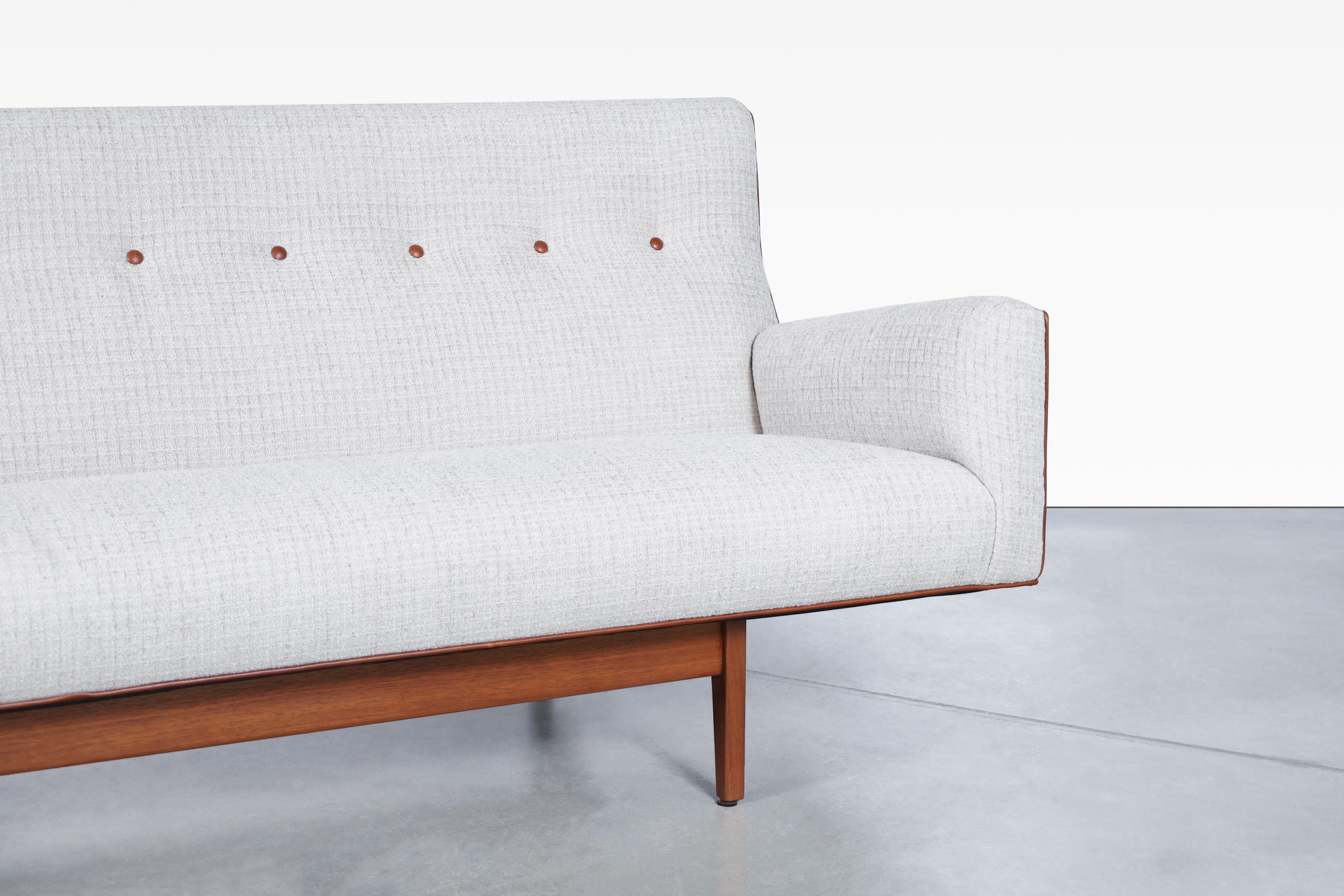 Mid-20th Century Vintage Walnut Sofa Model U-150 by Jens Risom For Sale