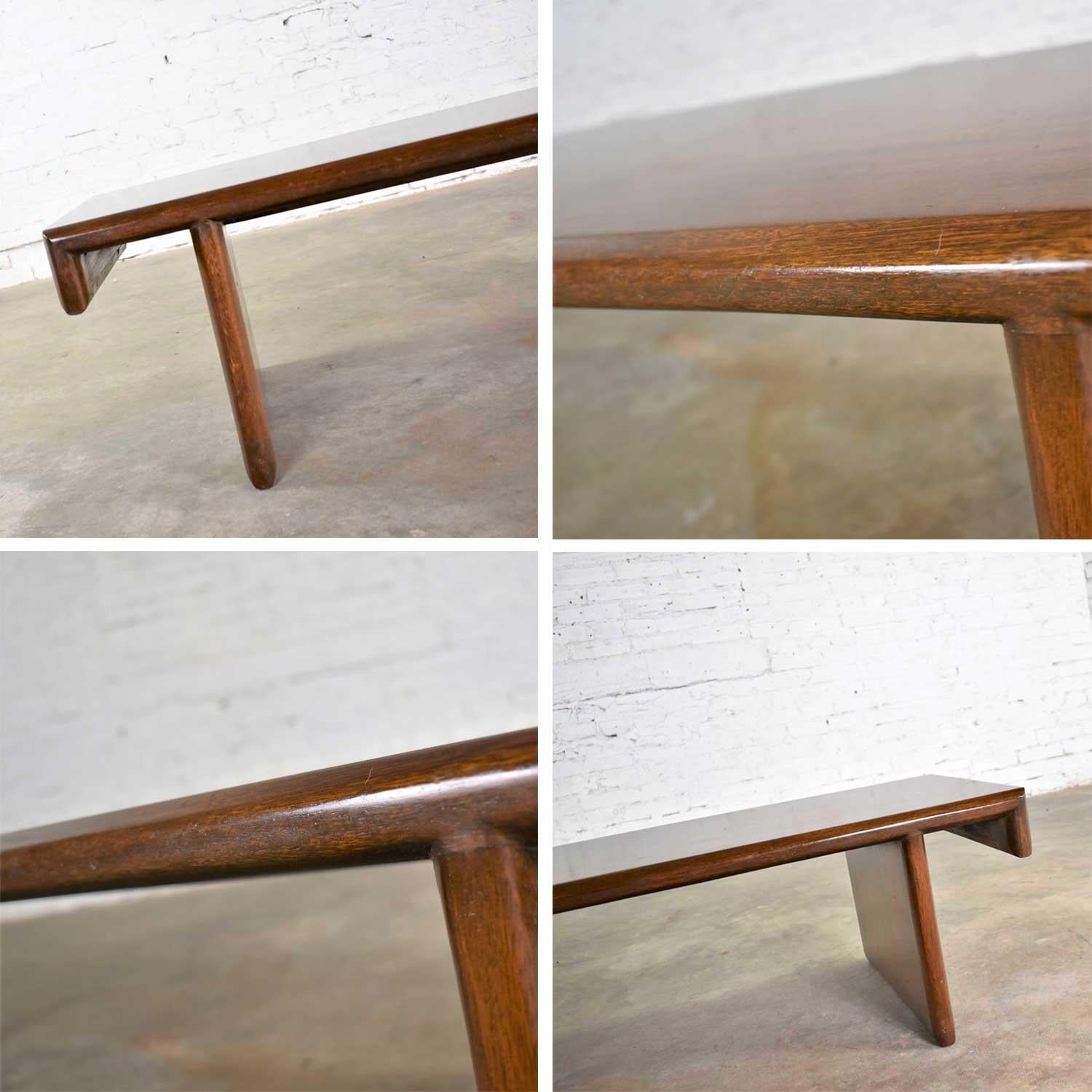 Vintage Walnut Stained Bench Coffee Table Style of Frank Lloyd Wright for Henred 4
