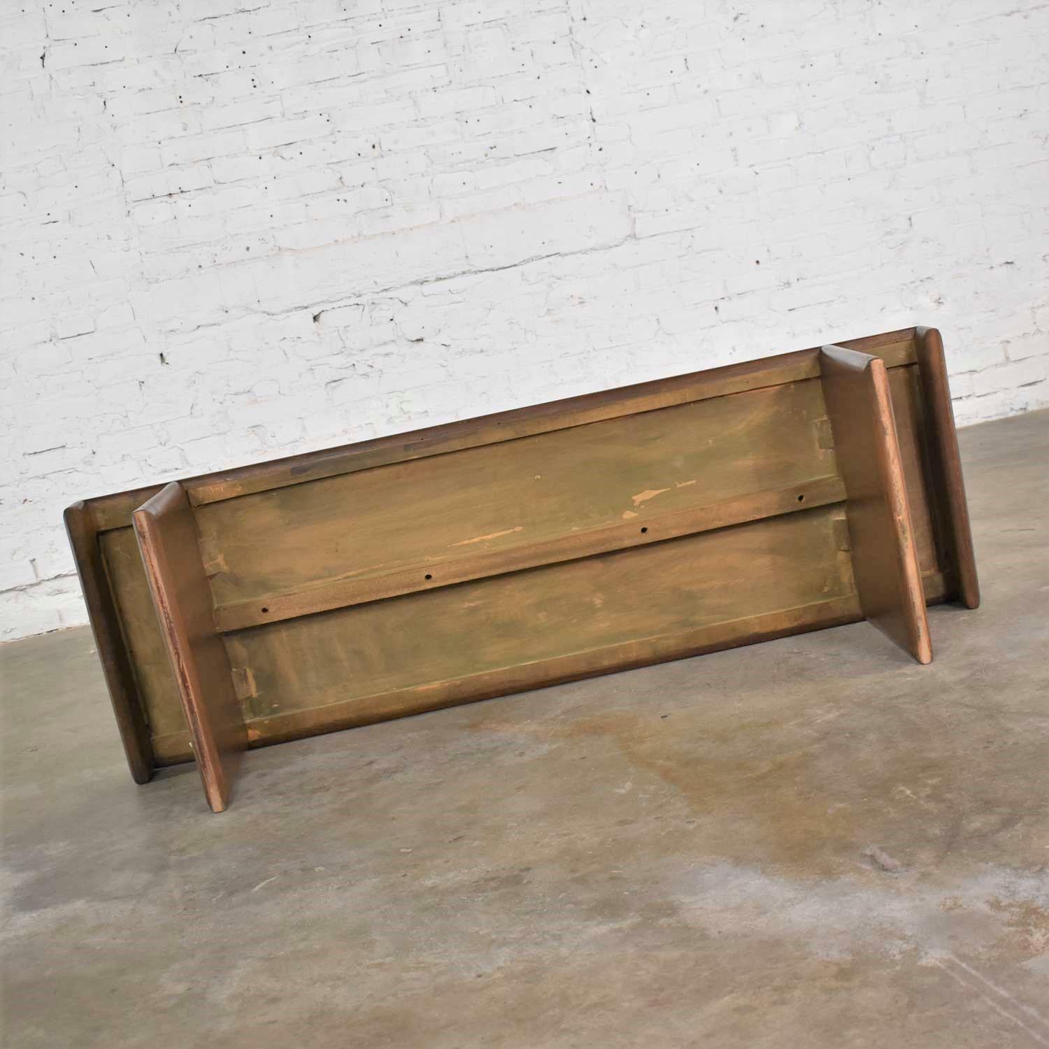 Vintage Walnut Stained Bench Coffee Table Style of Frank Lloyd Wright for Henred 6