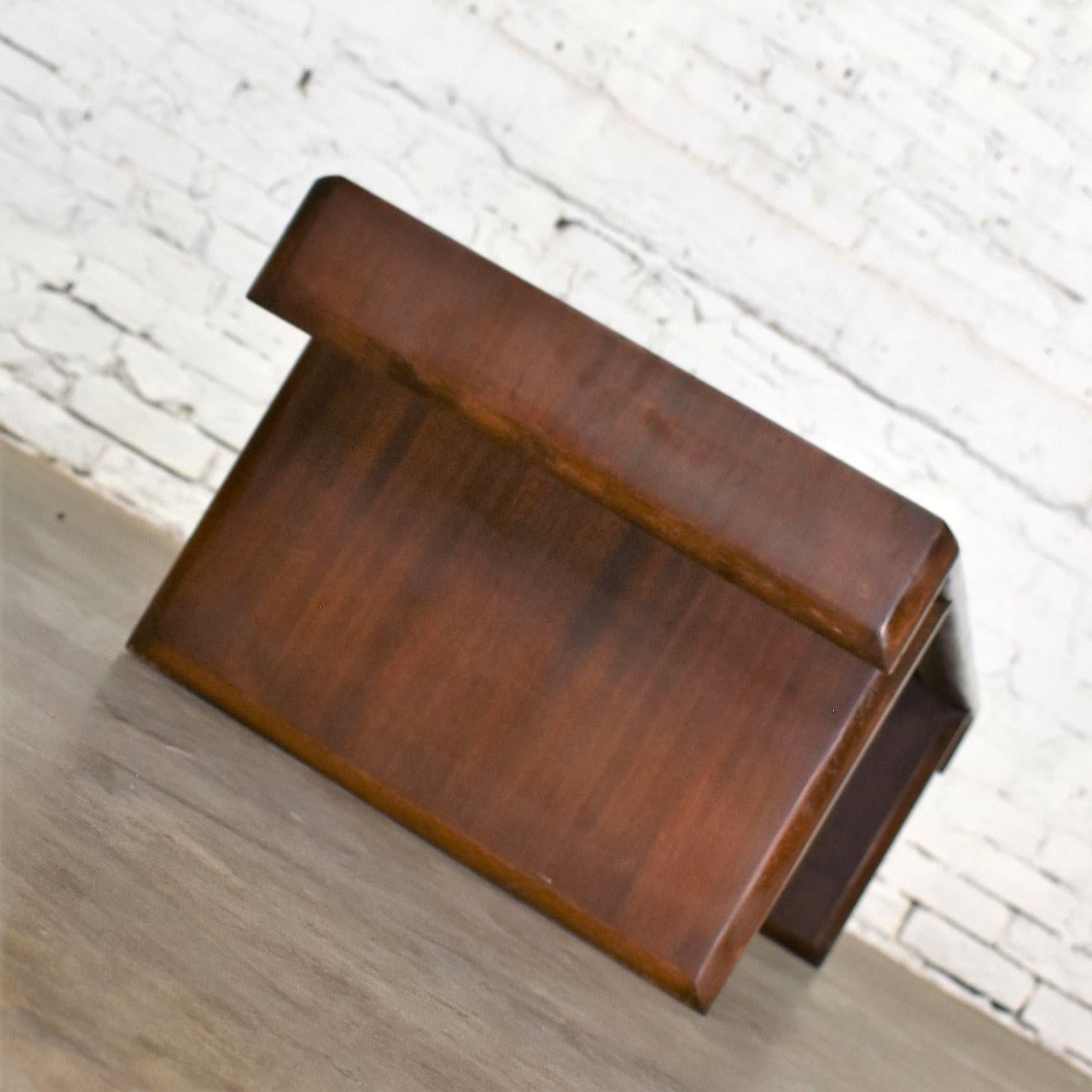 Mahogany Vintage Walnut Stained Bench Coffee Table Style of Frank Lloyd Wright for Henred