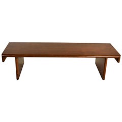 Vintage Walnut Stained Bench Coffee Table Style of Frank Lloyd Wright for Henred