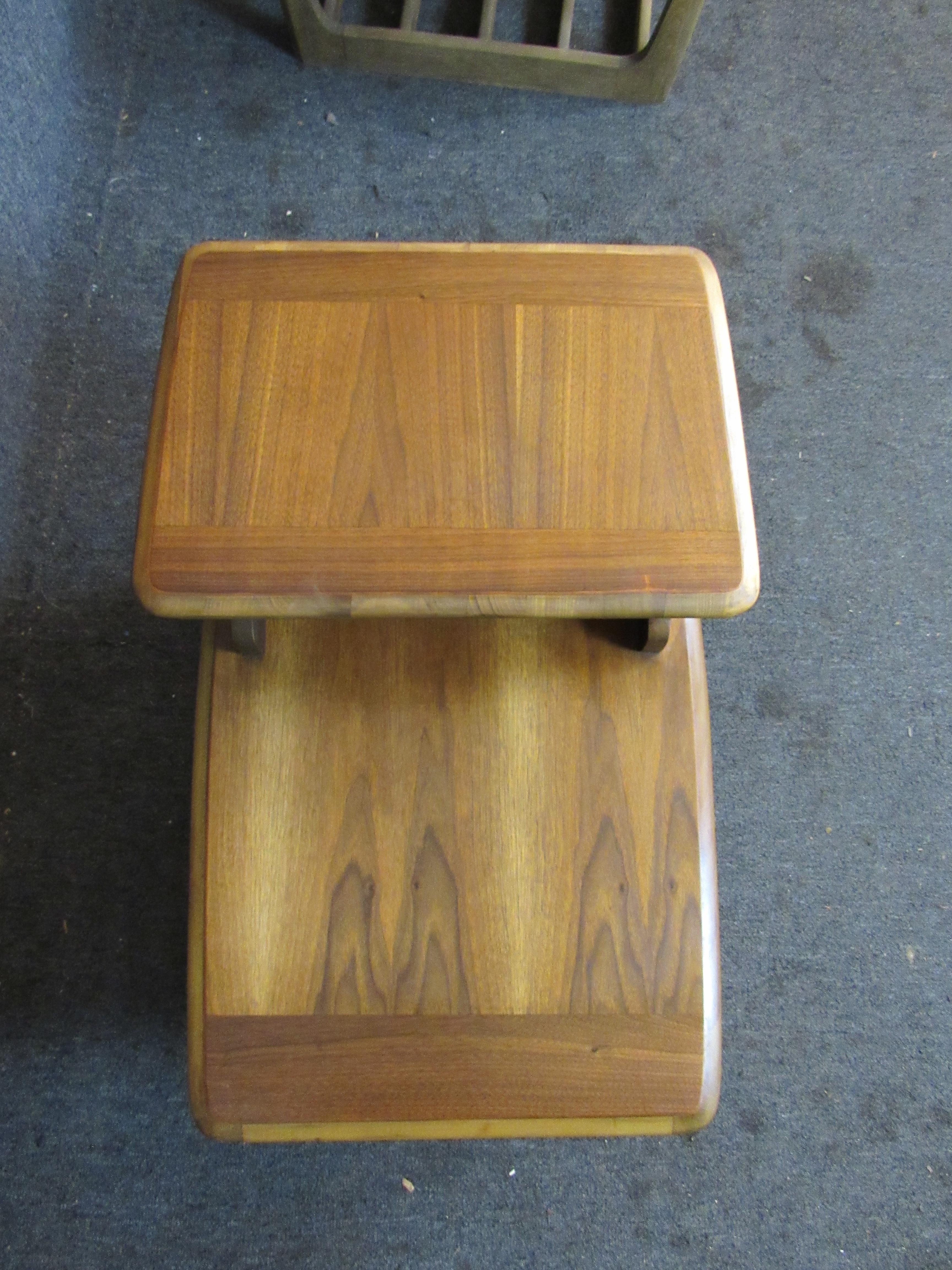 20th Century Vintage Walnut Step Tables by Bassett Furniture For Sale