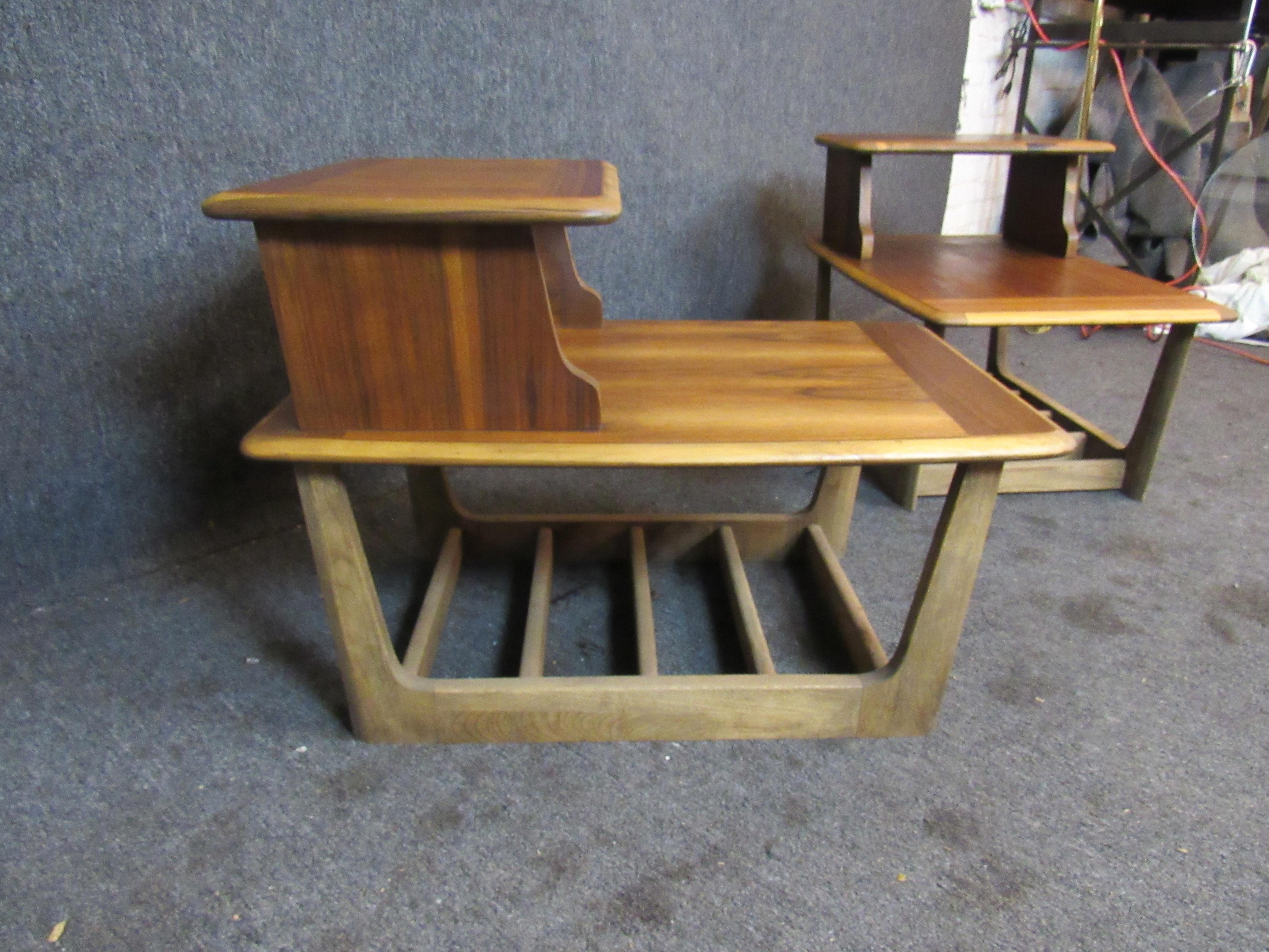 American Vintage Walnut Step Tables by Bassett Furniture For Sale