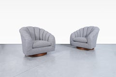 Vintage Walnut Swivel Lounge Chairs by Directional