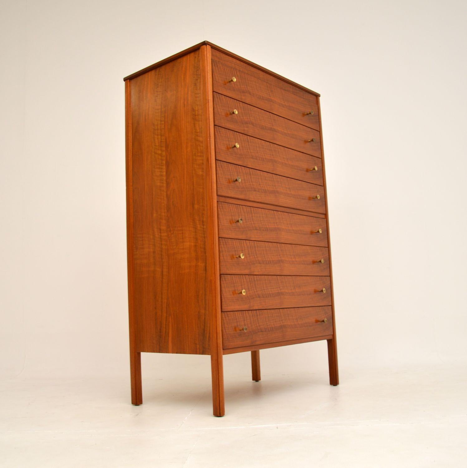 Mid-Century Modern Vintage Walnut Tallboy Chest of Drawers For Sale