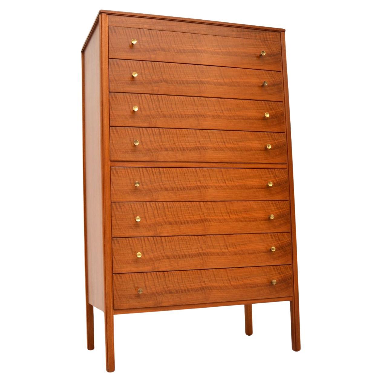Vintage Walnut Tallboy Chest of Drawers For Sale