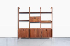 Vintage Walnut Tambour Door Wall Unit by Barzilay