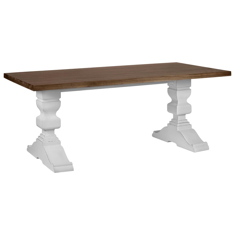 Vintage Walnut Top and White Pedestal Legs Dining Room Table For Sale at  1stDibs