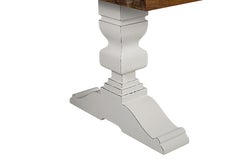 Vintage Walnut Top and White Pedestal Legs Dining Room Table