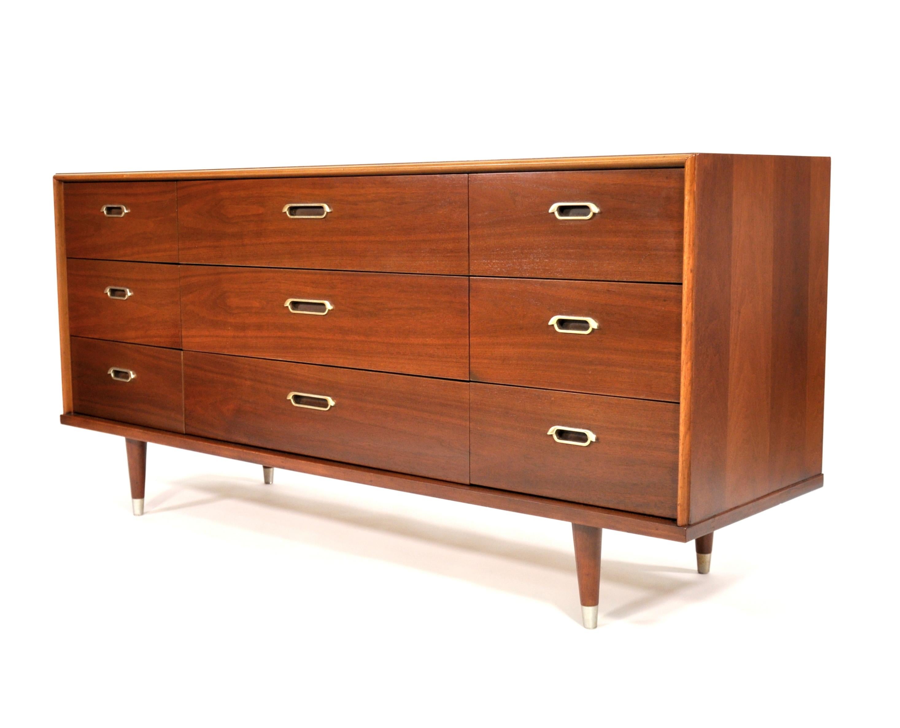 Vintage Walnut Triple Dresser by BP John, c. 1962 3