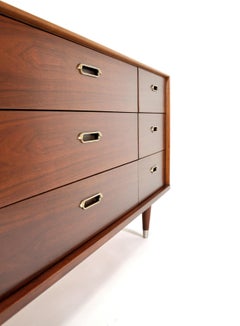 Vintage Walnut Triple Dresser by BP John, c. 1962