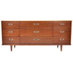 Vintage Walnut Triple Dresser by BP John, c. 1962