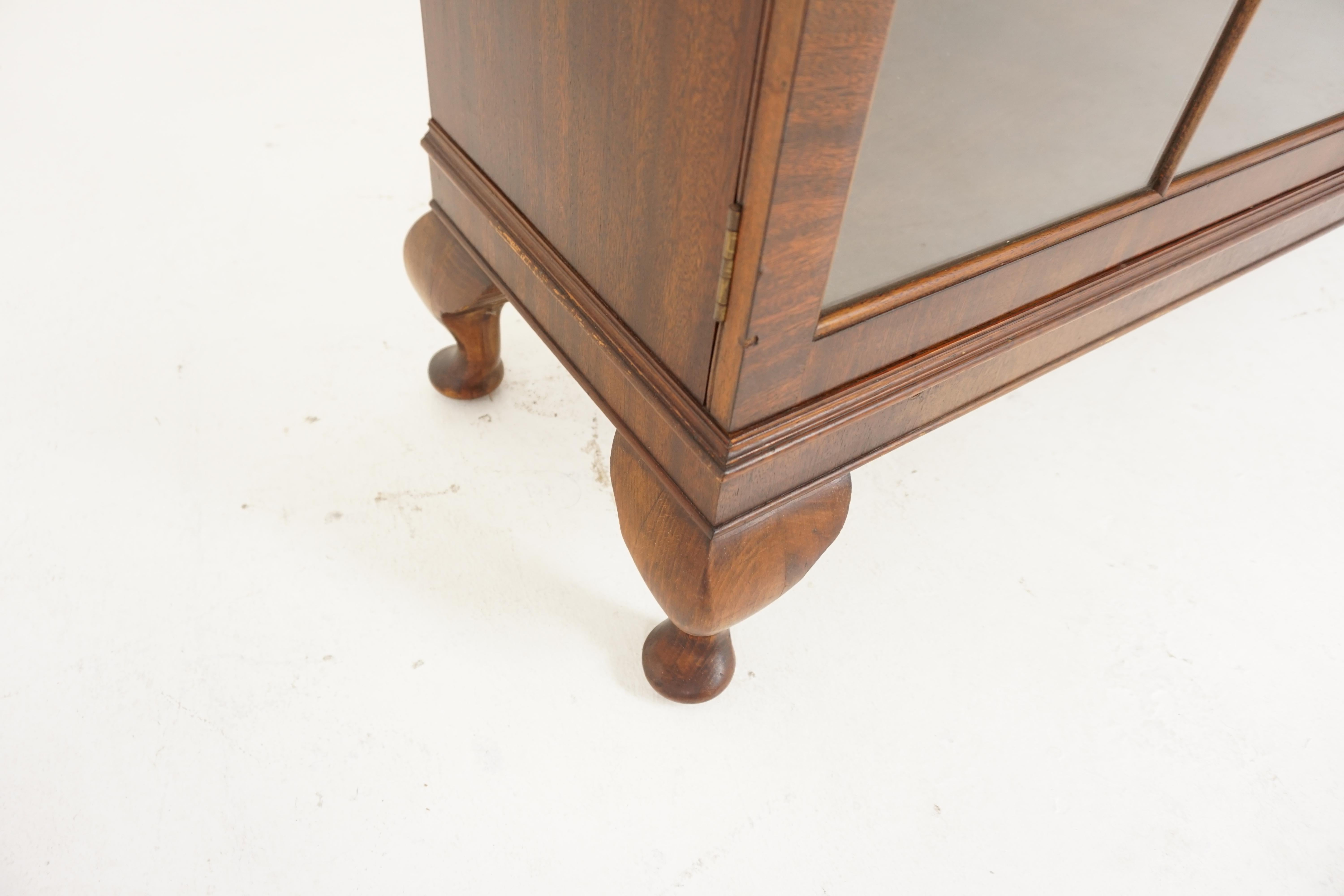 Vintage Walnut Two-Door Bookcase, Display Cabinet, Scotland 1930, B1406 1