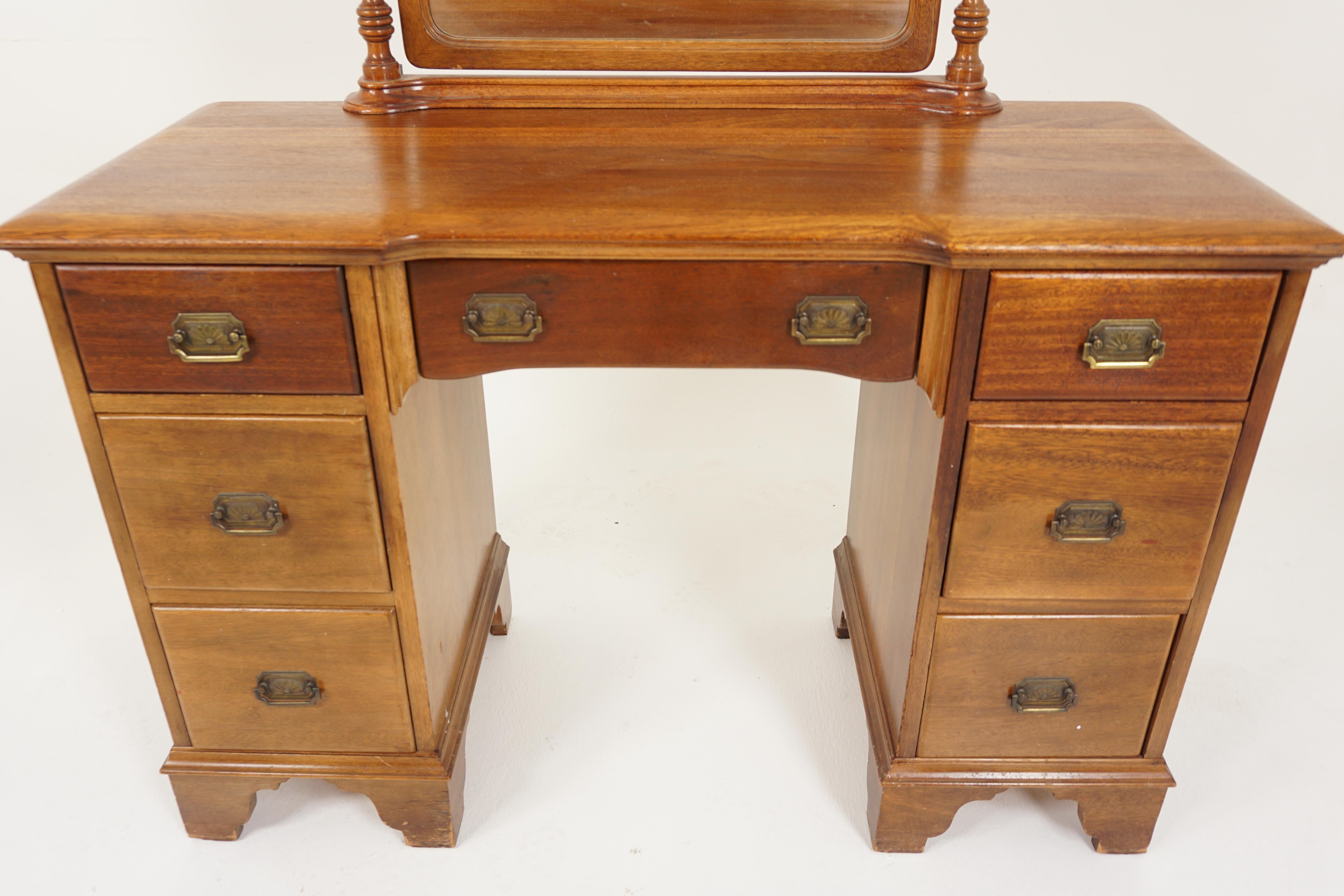 Vintage Walnut Vanity, Dresser with Mirror, Canada 1930, H937 1