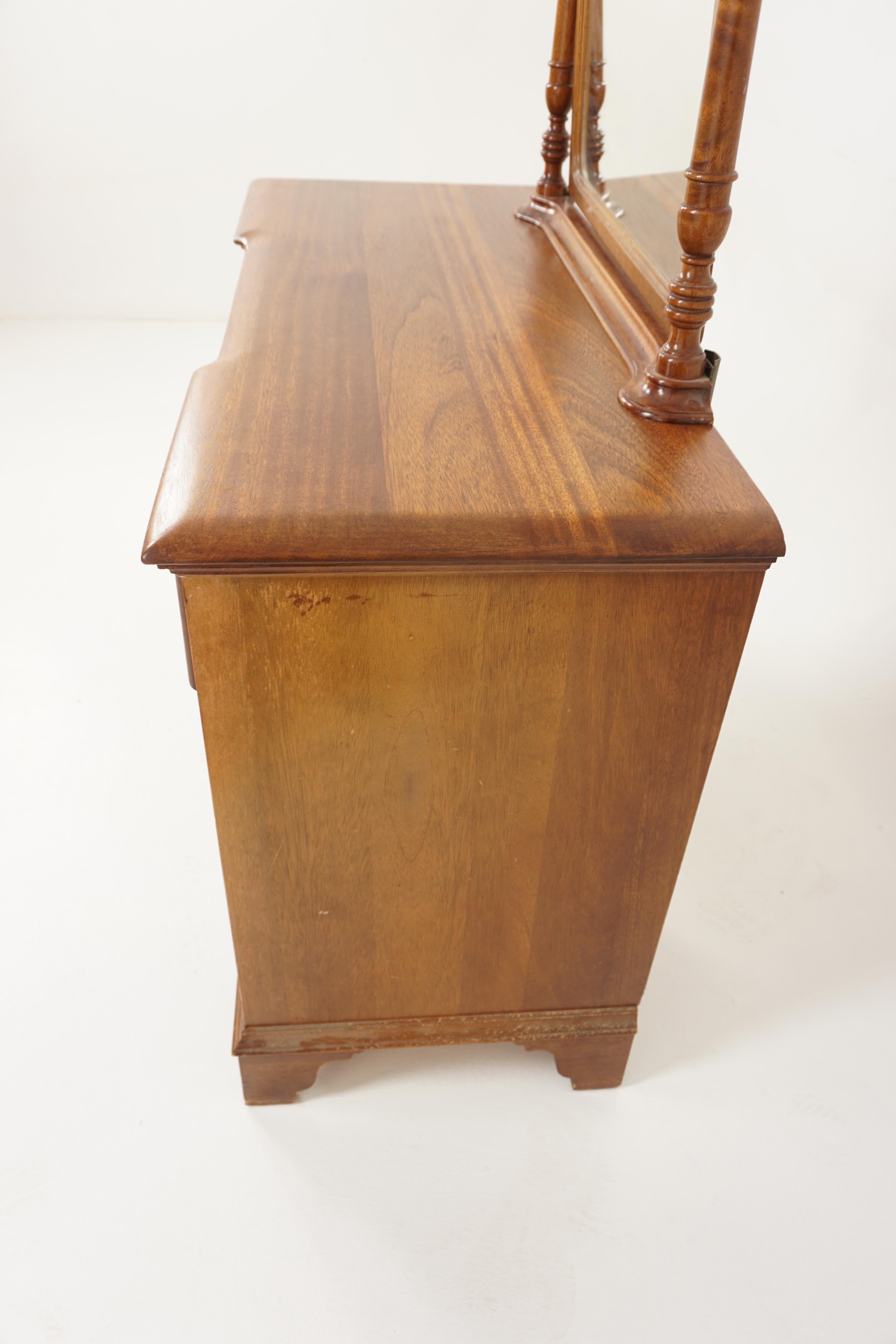 Vintage Walnut Vanity, Dresser with Mirror, Canada 1930, H937 3