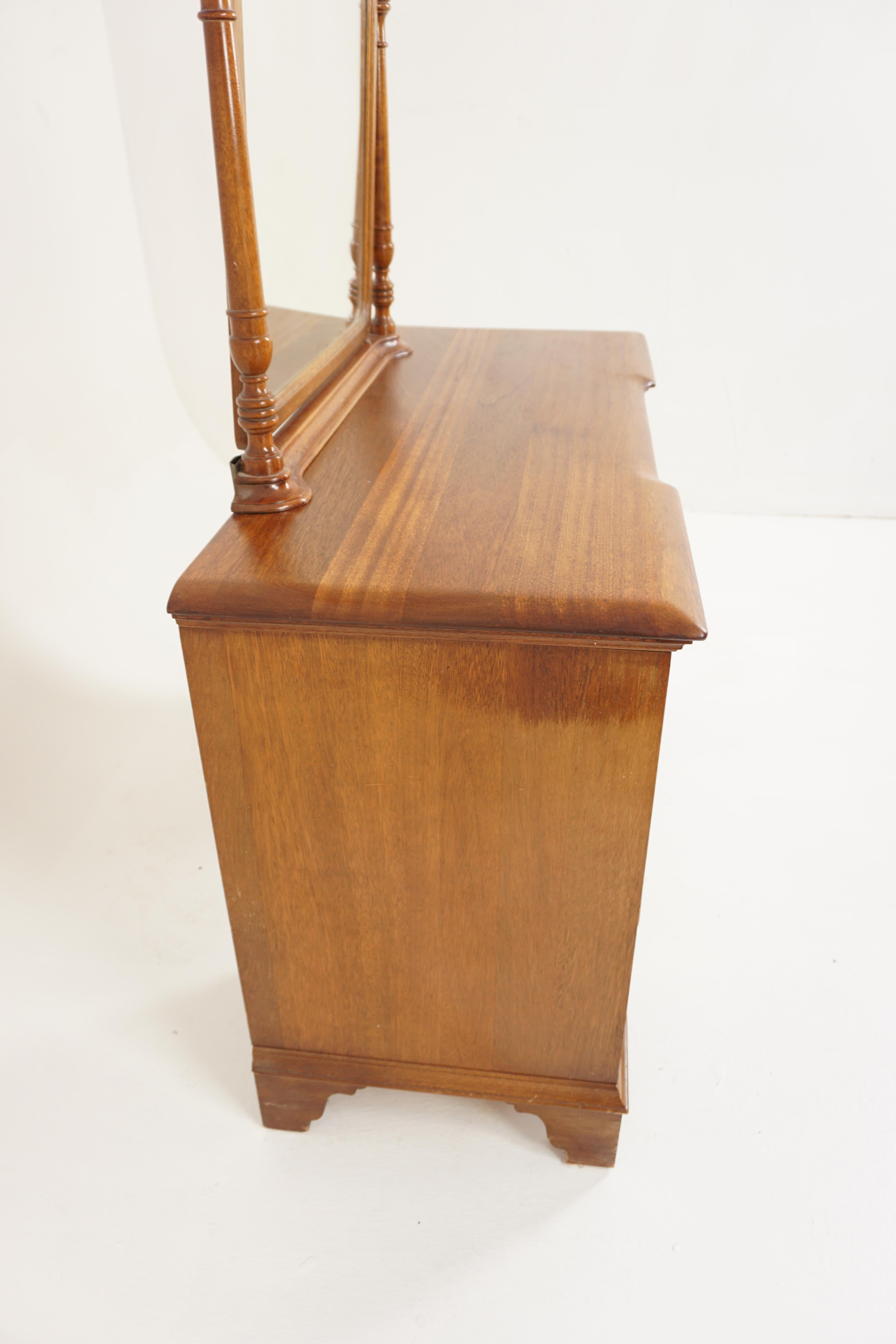 Vintage Walnut Vanity, Dresser with Mirror, Canada 1930, H937 4